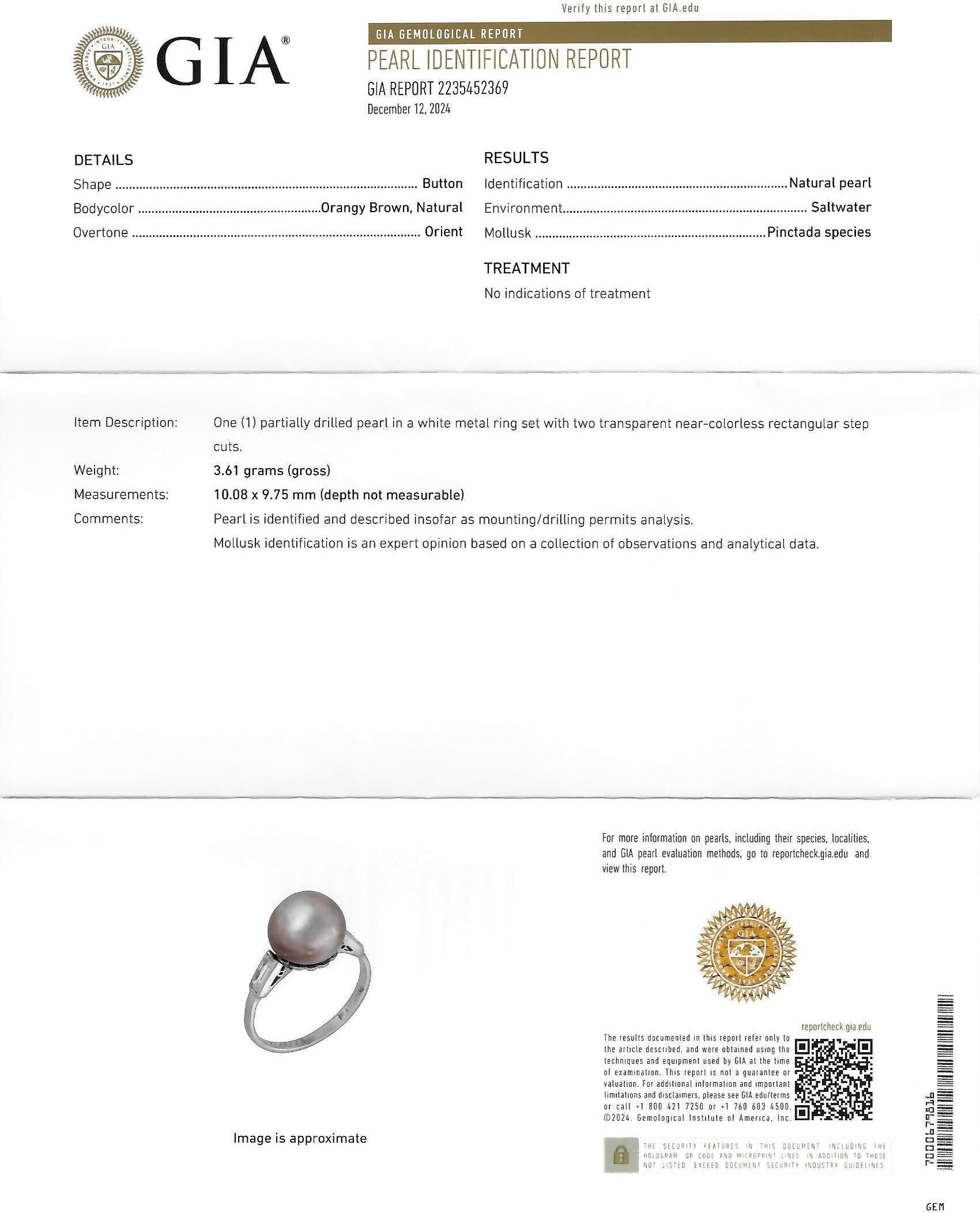 Art Deco 1933 Natural Saltwater Pearl Diamond Platinum Vintage Cocktail Ring