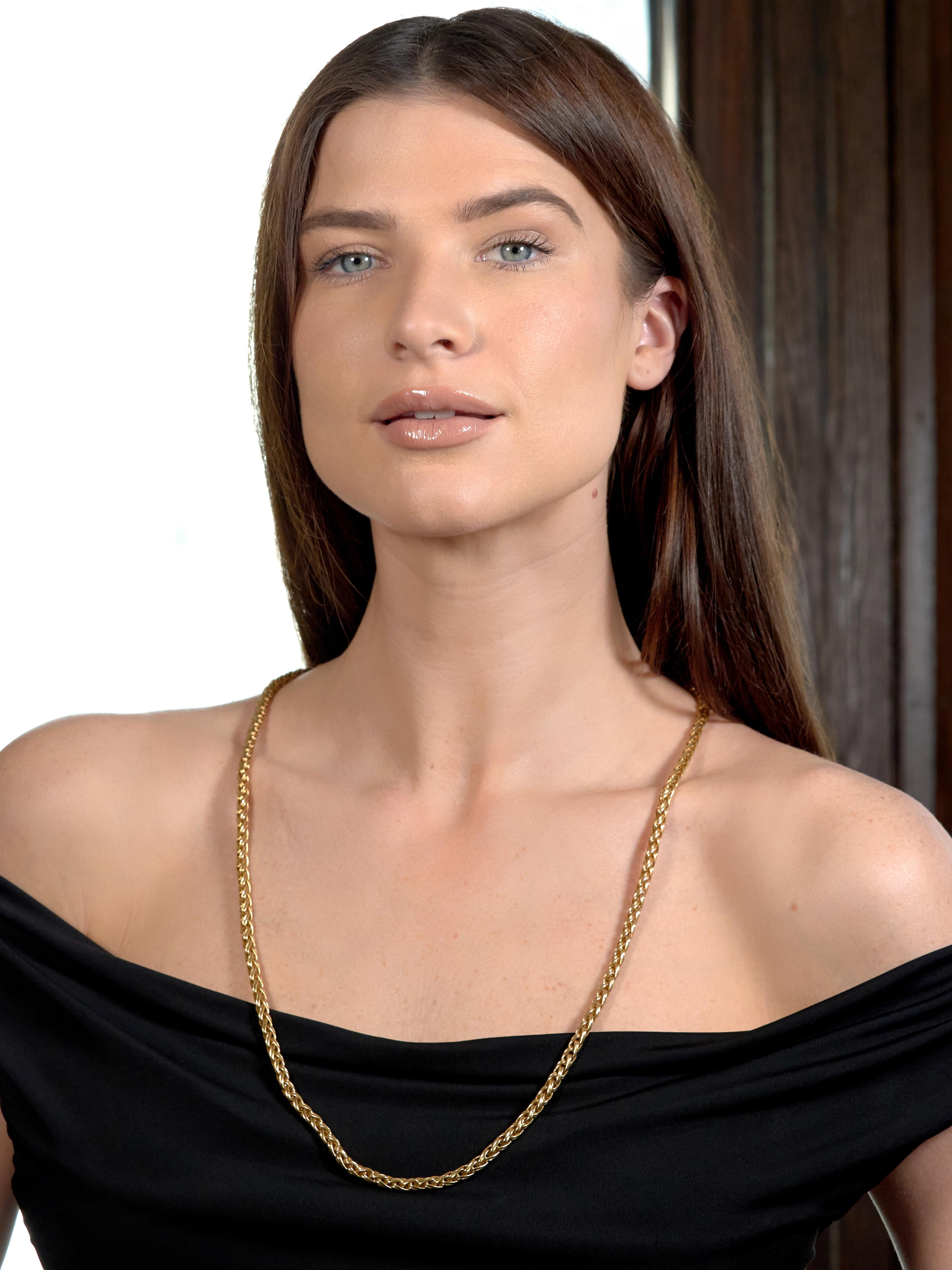 Tiffany & Co. 1990's 18K Gold Russian Weave Vintage 32 Inch Long Chain Necklace