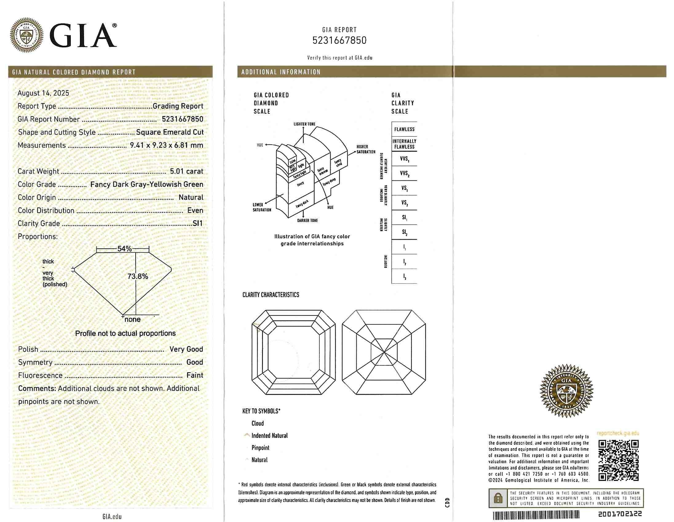Van Cleef & Arpels 1990's 5.31 CTW Fancy Green Diamond 18K Gold Vintage Ring