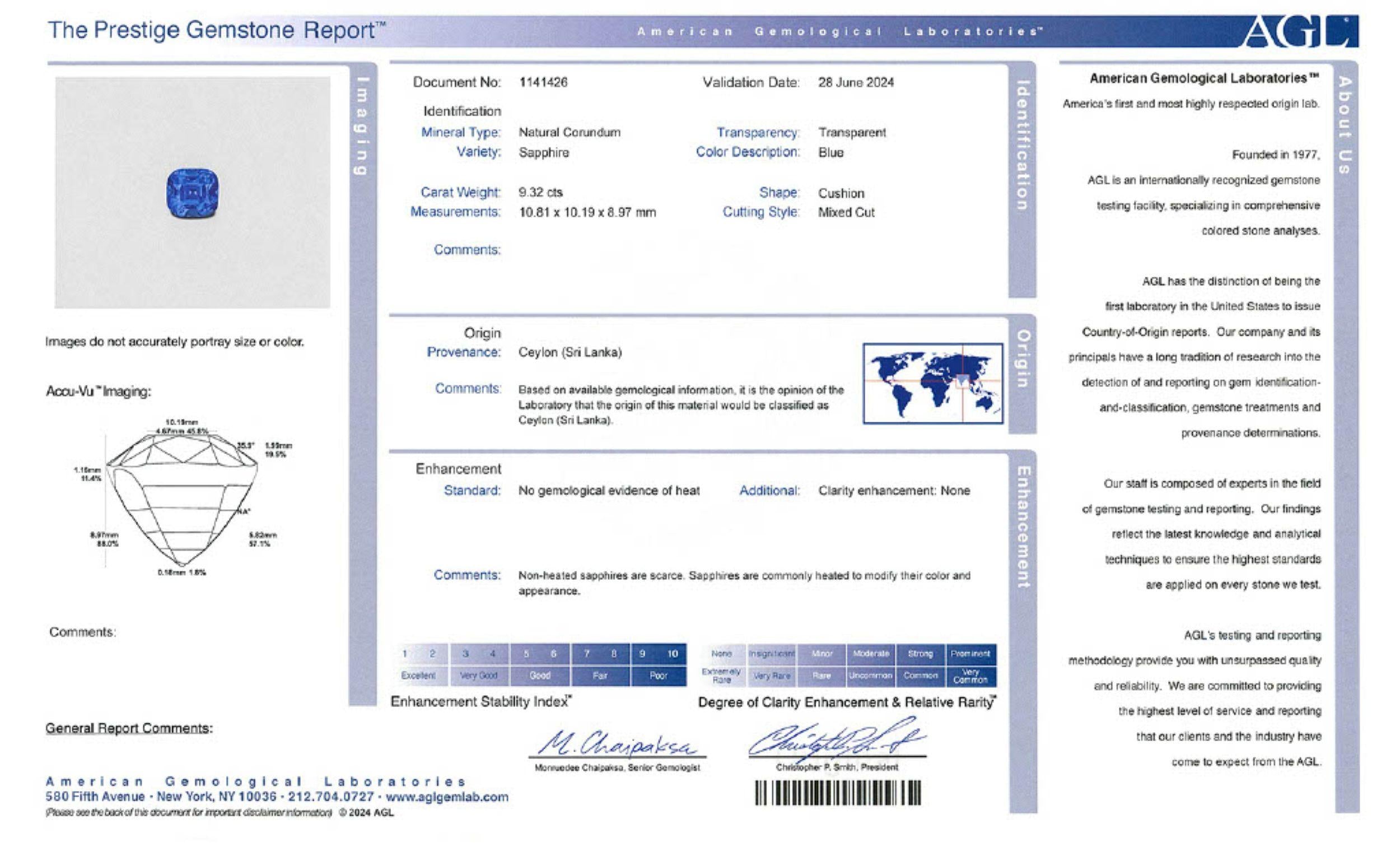 Edwardian 10.02 CTW NH Ceylon Sapphire Diamond Platinum Antique Dinner Ring AGL