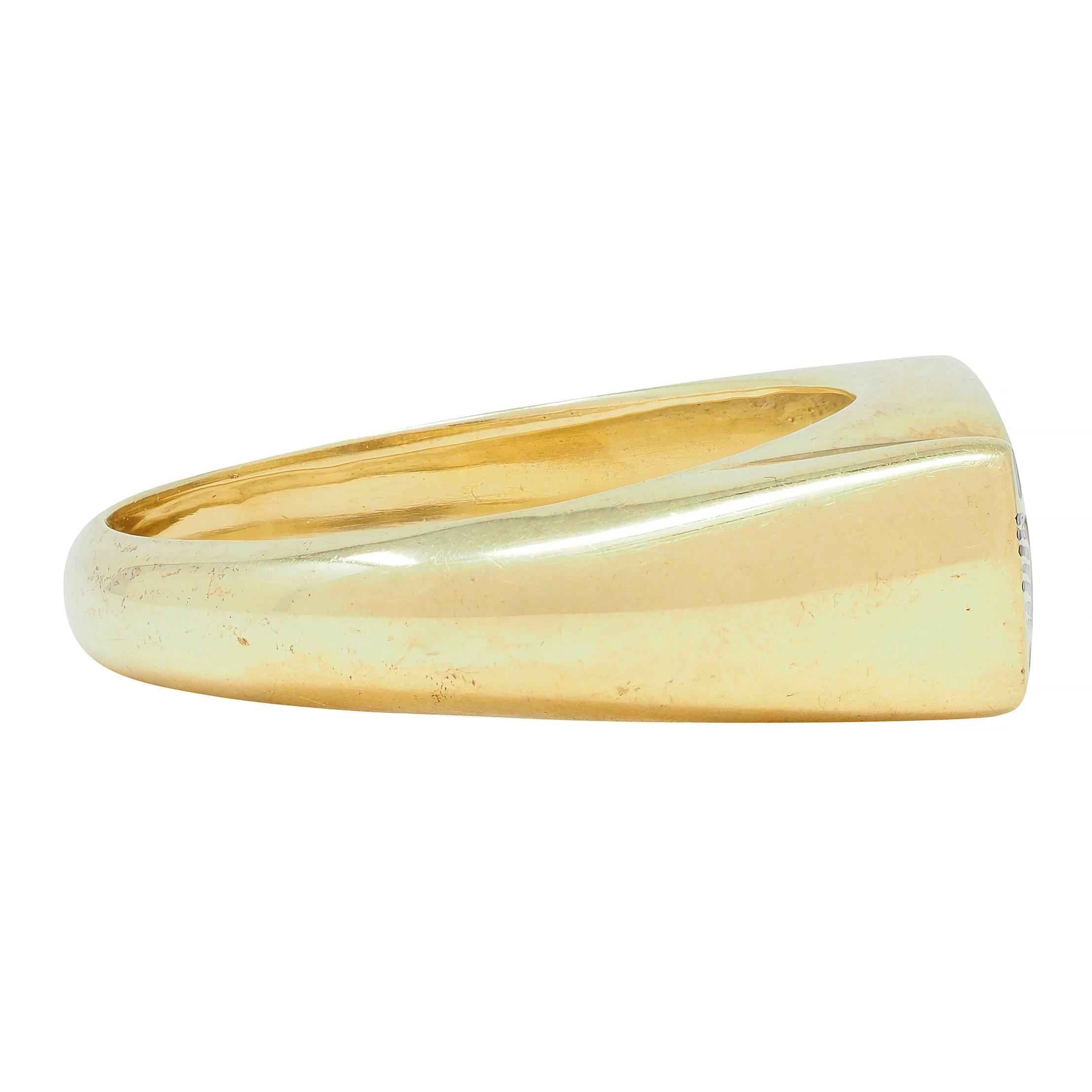Contemporary Enamel 14 Karat Yellow Gold Egyptian Revival Cartouche Signet Ring