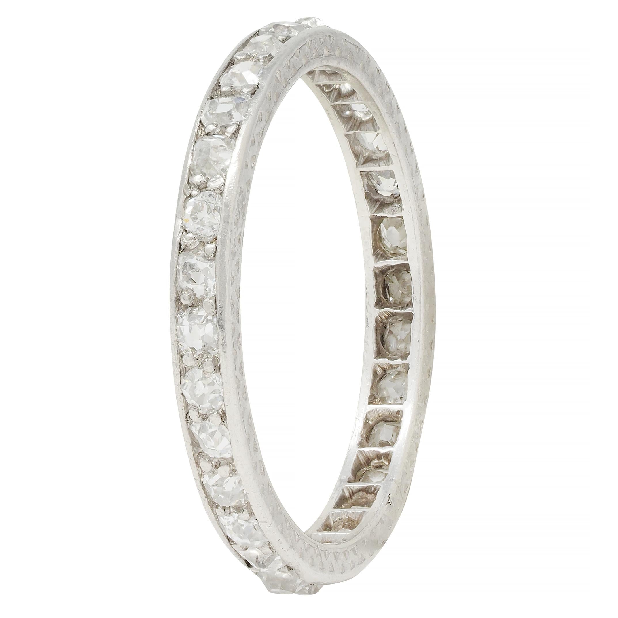 Art Deco 0.90 CTW Diamond Platinum Vintage Eternity Wedding Band Ring