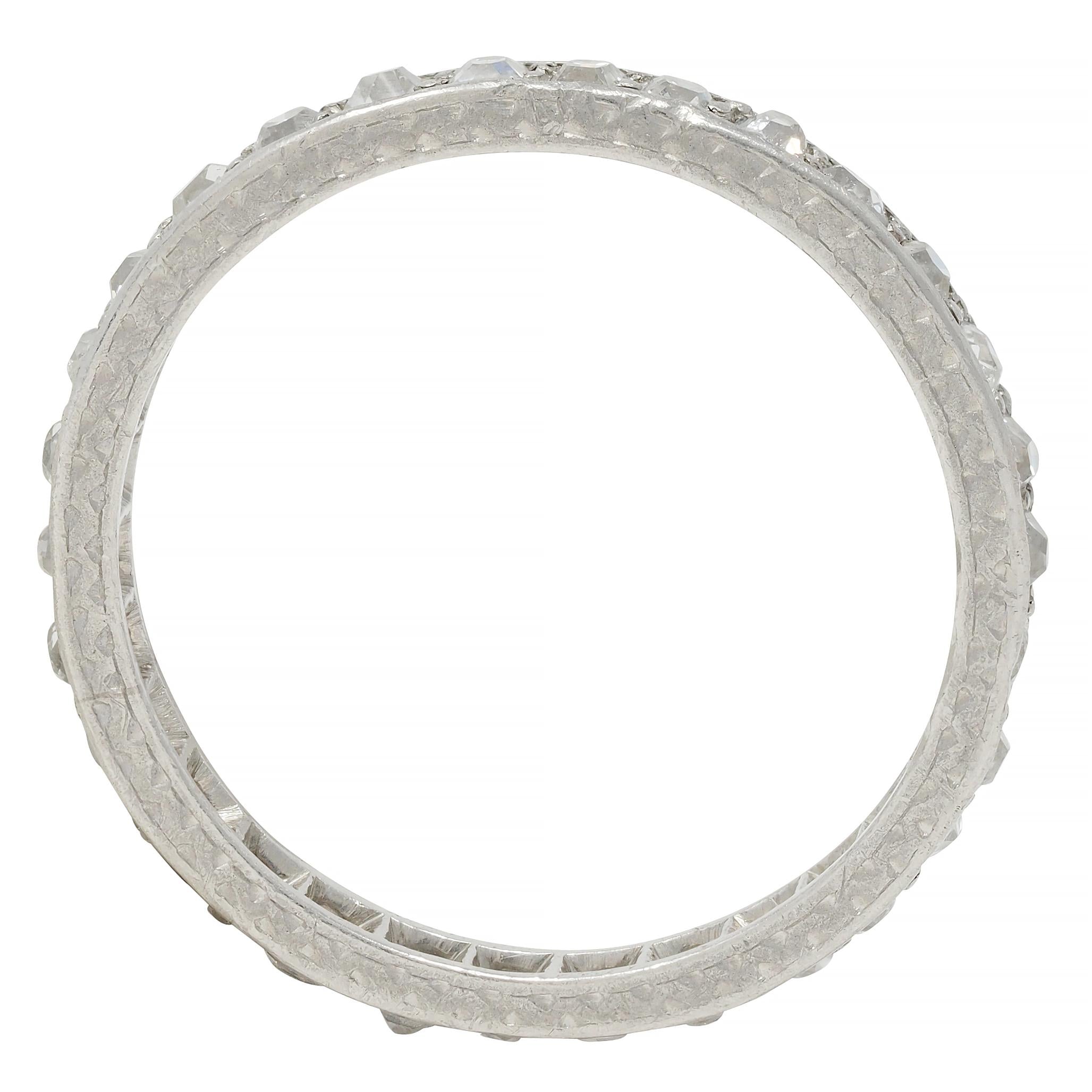 Art Deco 0.90 CTW Diamond Platinum Vintage Eternity Wedding Band Ring