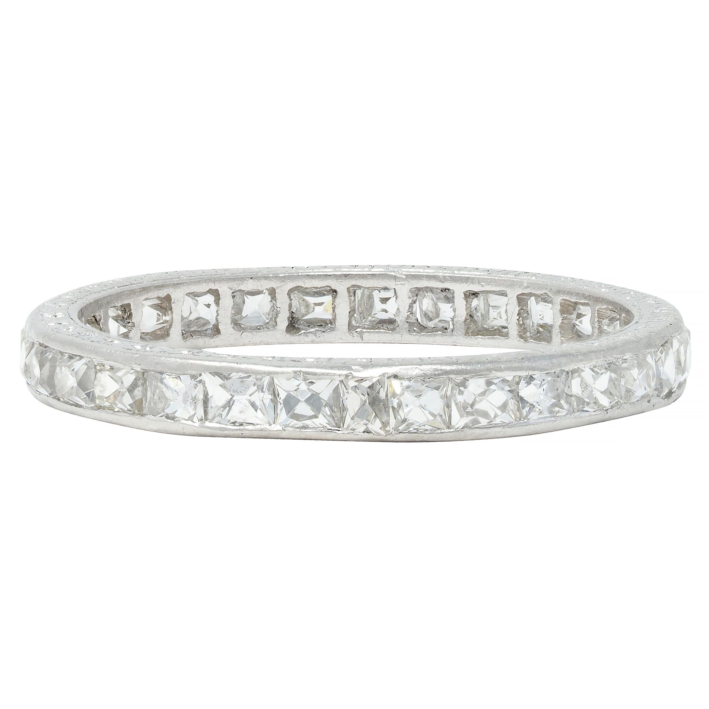 Art Deco 1.16 CTW French Cut Diamond Platinum Orange Blossom Eternity Band Ring