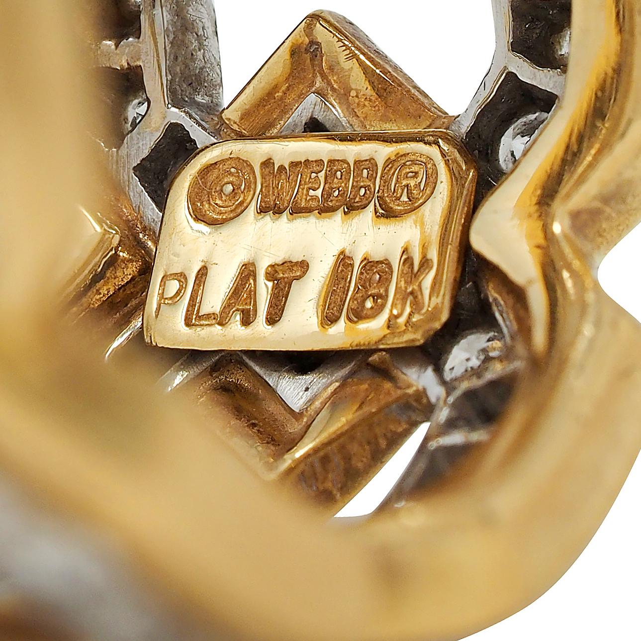 David Webb 1970's Diamond Platinum 18K Gold Curb Link Vintage Band Ring