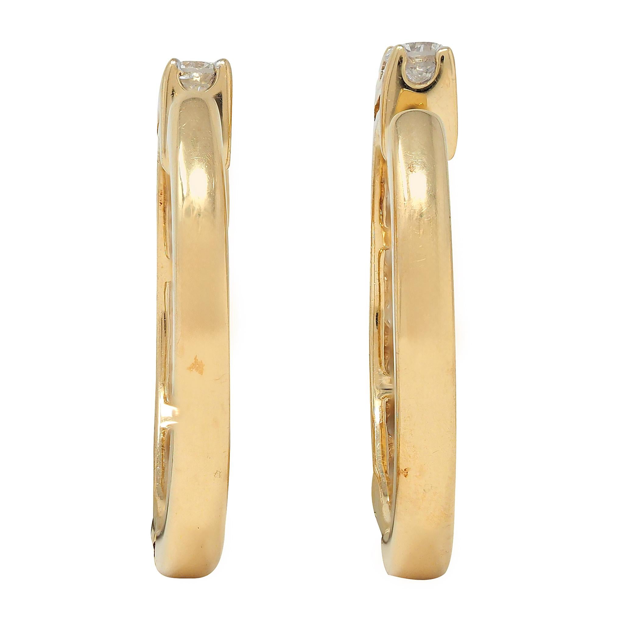 Contemporary 2.00 CTW Diamond 14 Karat Yellow Gold Hoop Earrings