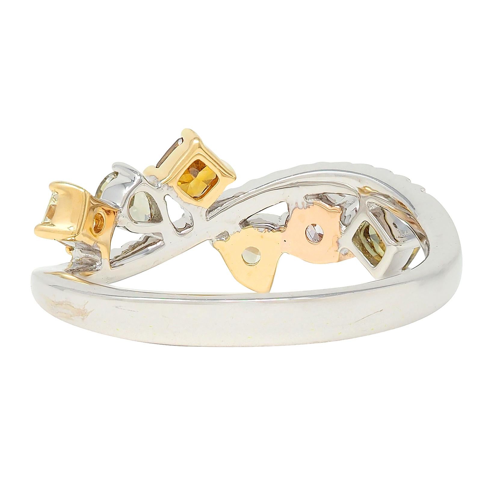 Modani Contemporary Fancy Diamond 18 Karat Two-Tone Gold Band Ring