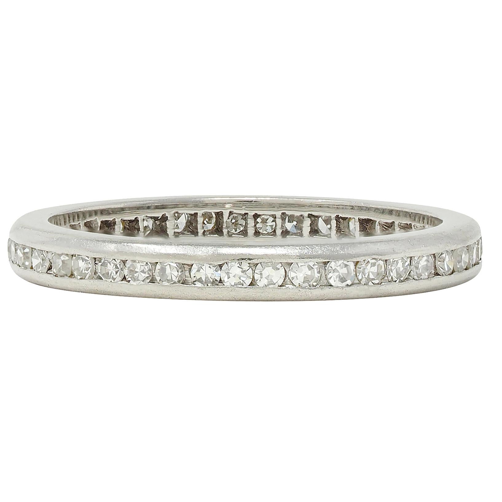 J.E. Caldwell Art Deco Diamond Platinum Vintage Eternity Wedding Band Ring