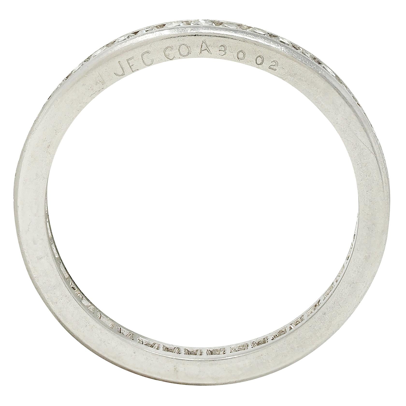 J.E. Caldwell Art Deco Diamond Platinum Vintage Eternity Wedding Band Ring
