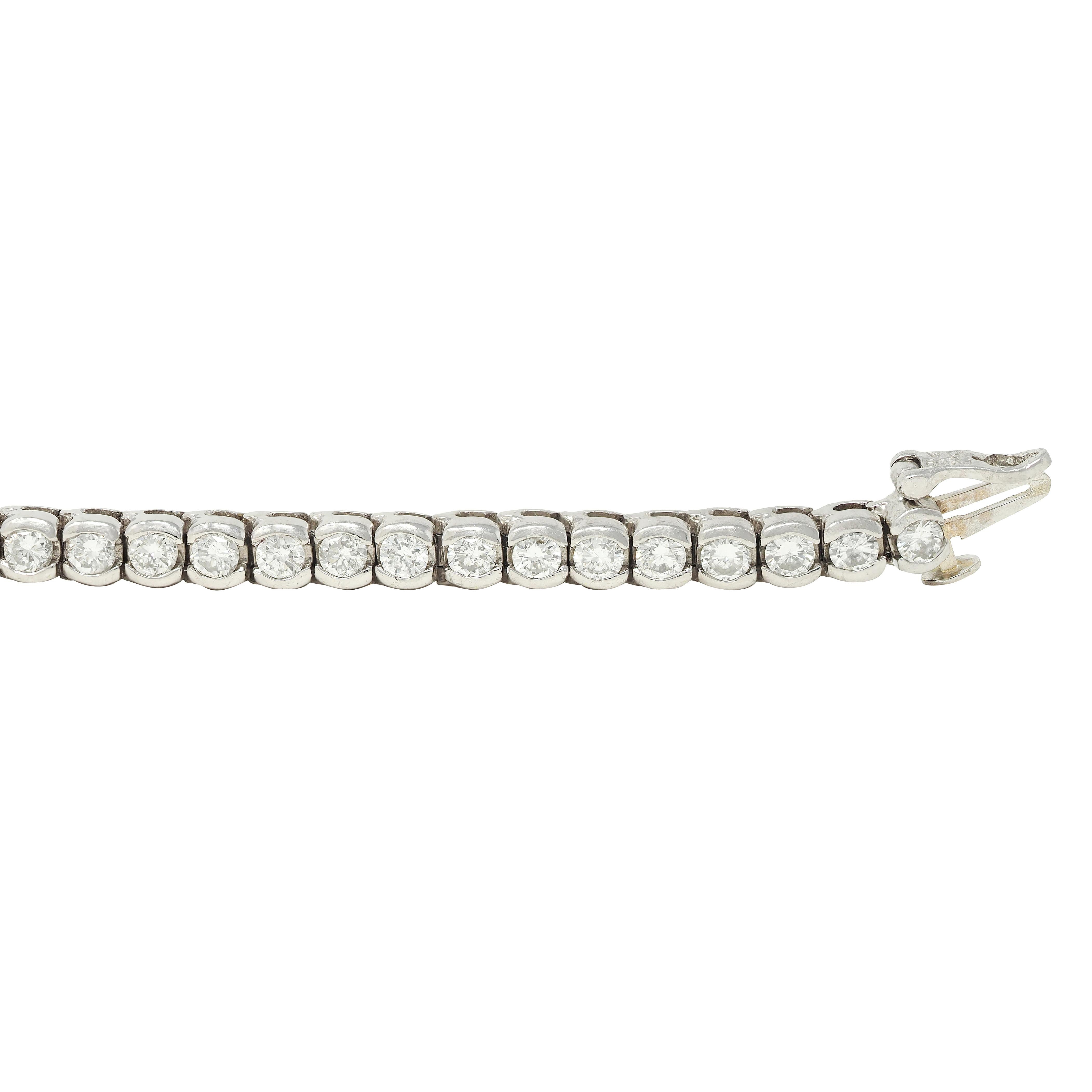Contemporary 5.00 CTW Diamond Platinum Vintage Semi-Bezel Line Bracelet