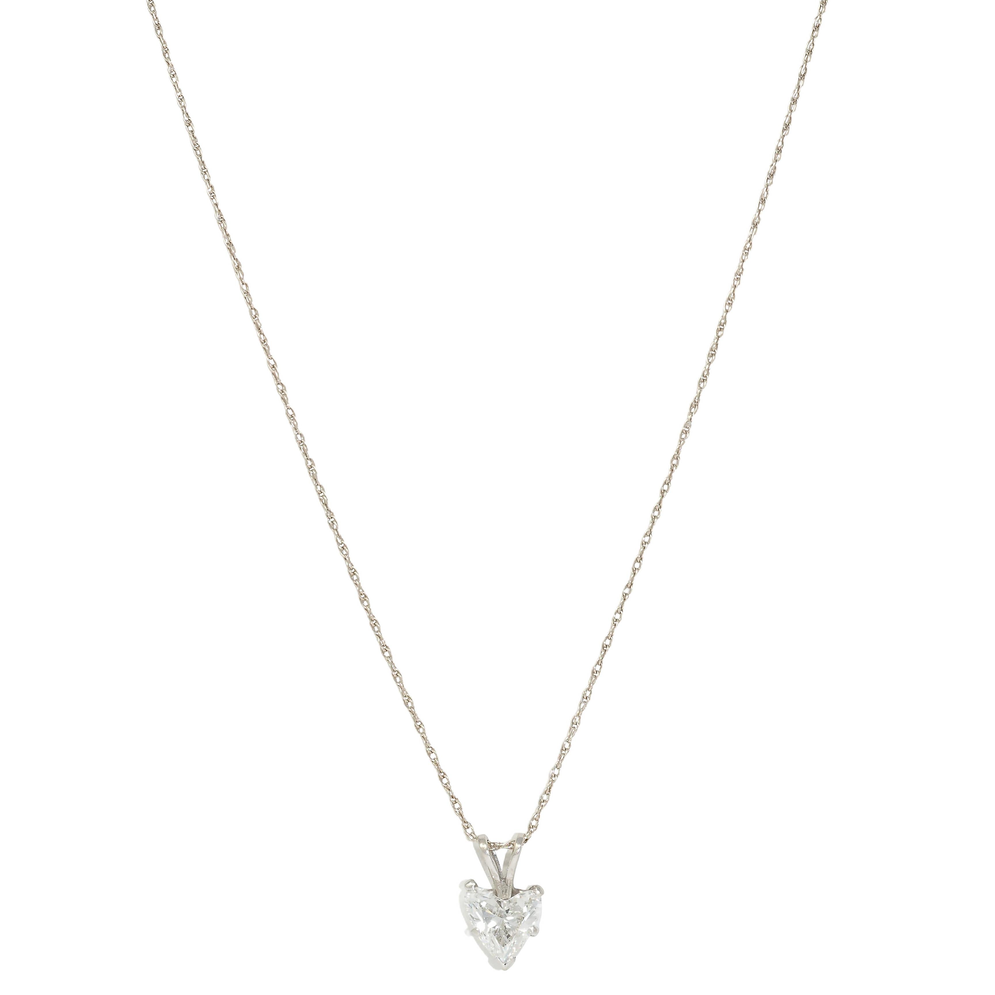 1950's 1.14 CTW Heart Cut Diamond 14K Gold Vintage Pendant Drop Necklace GIA