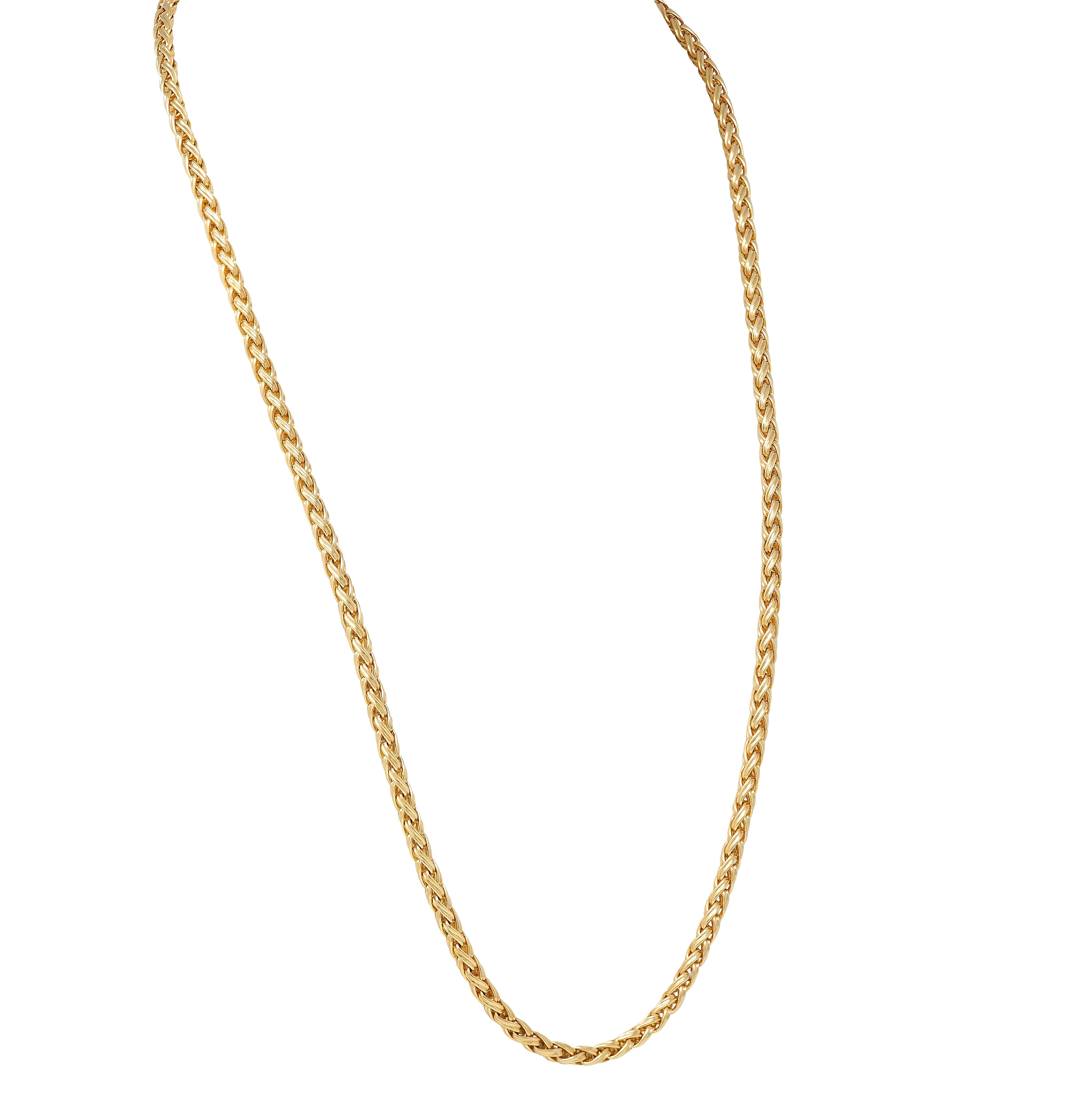 Tiffany & Co. 1990's 18K Gold Russian Weave Vintage 32 Inch Long Chain Necklace