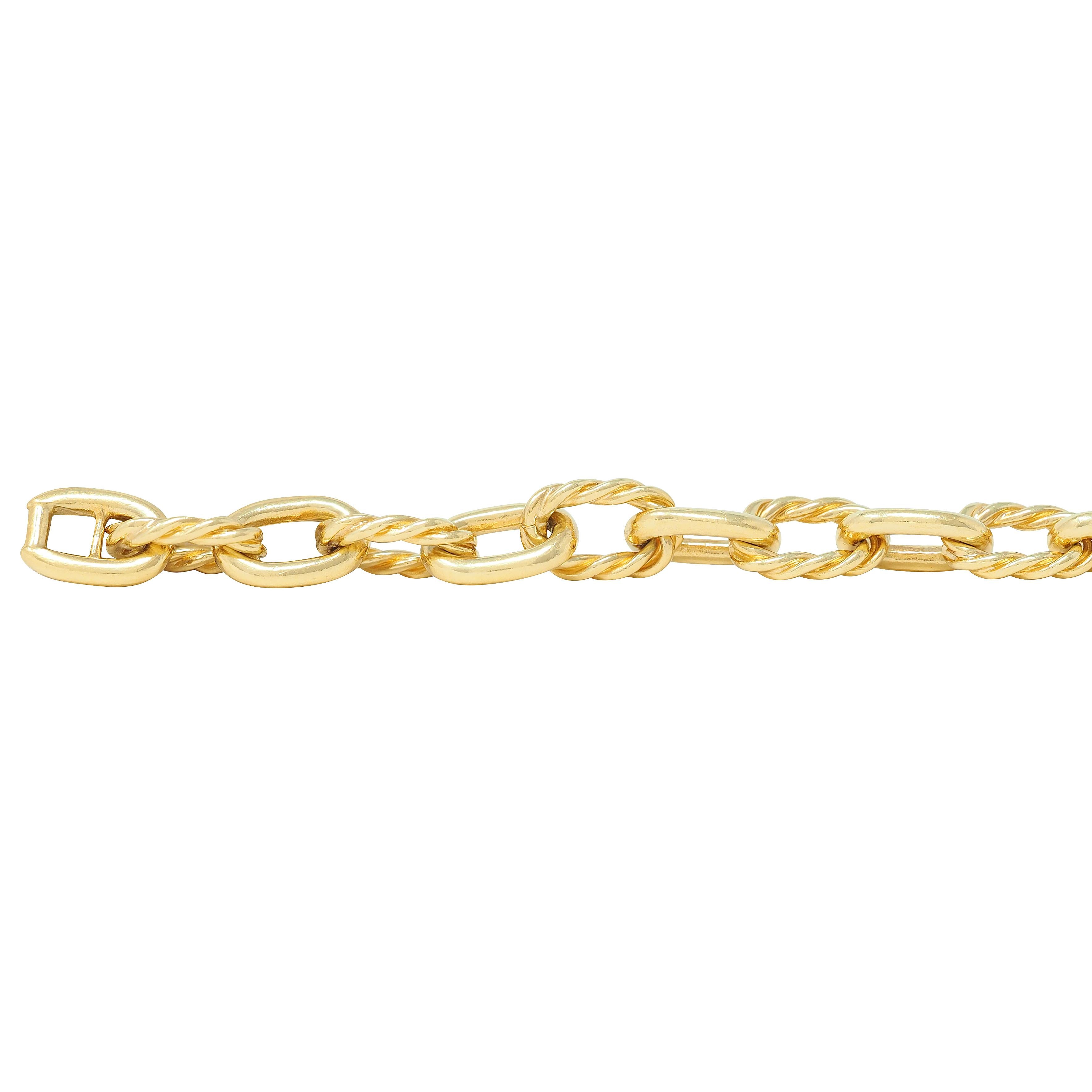 Tiffany & Co. 1960's 18 Karat Yellow Vintage Twisted Rope Link Chain Bracelet