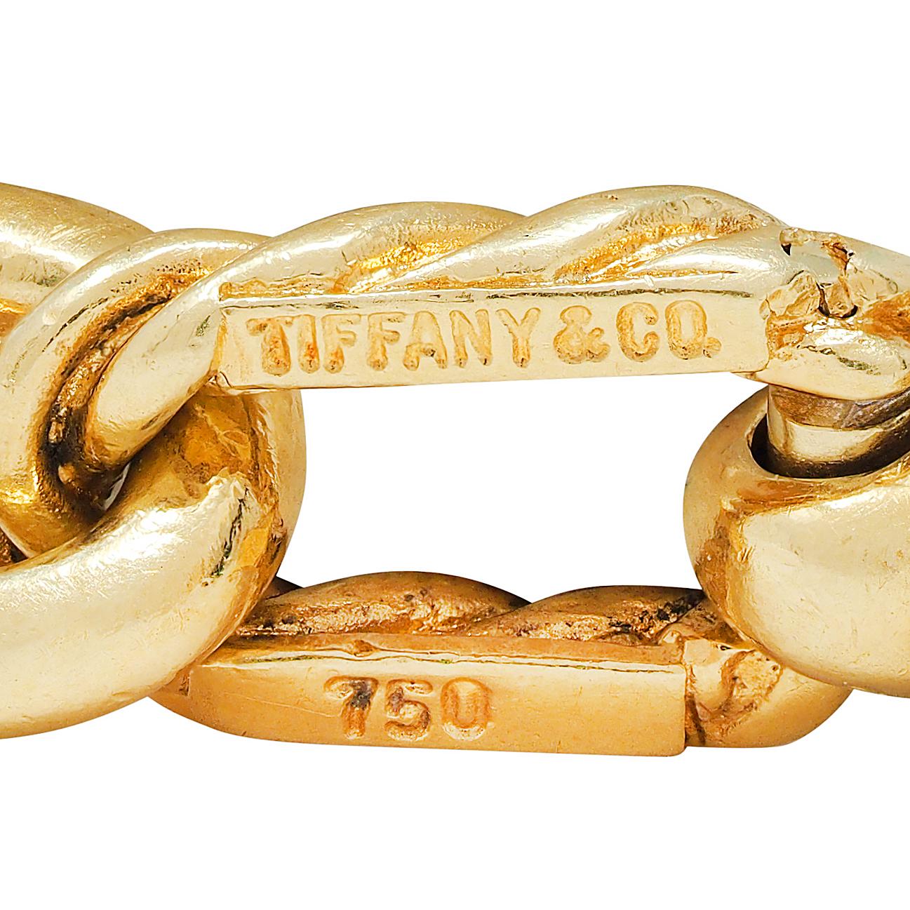 Tiffany & Co. 1960's 18 Karat Yellow Vintage Twisted Rope Link Chain Bracelet