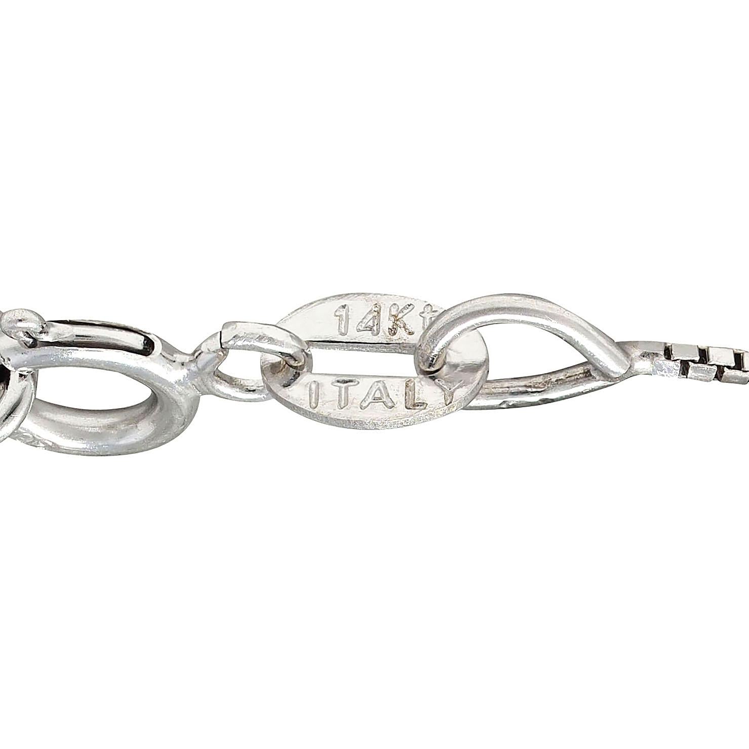 1950's 2.10 CTW Diamond 14 Karat White Gold Vintage Heart Pendant Necklace