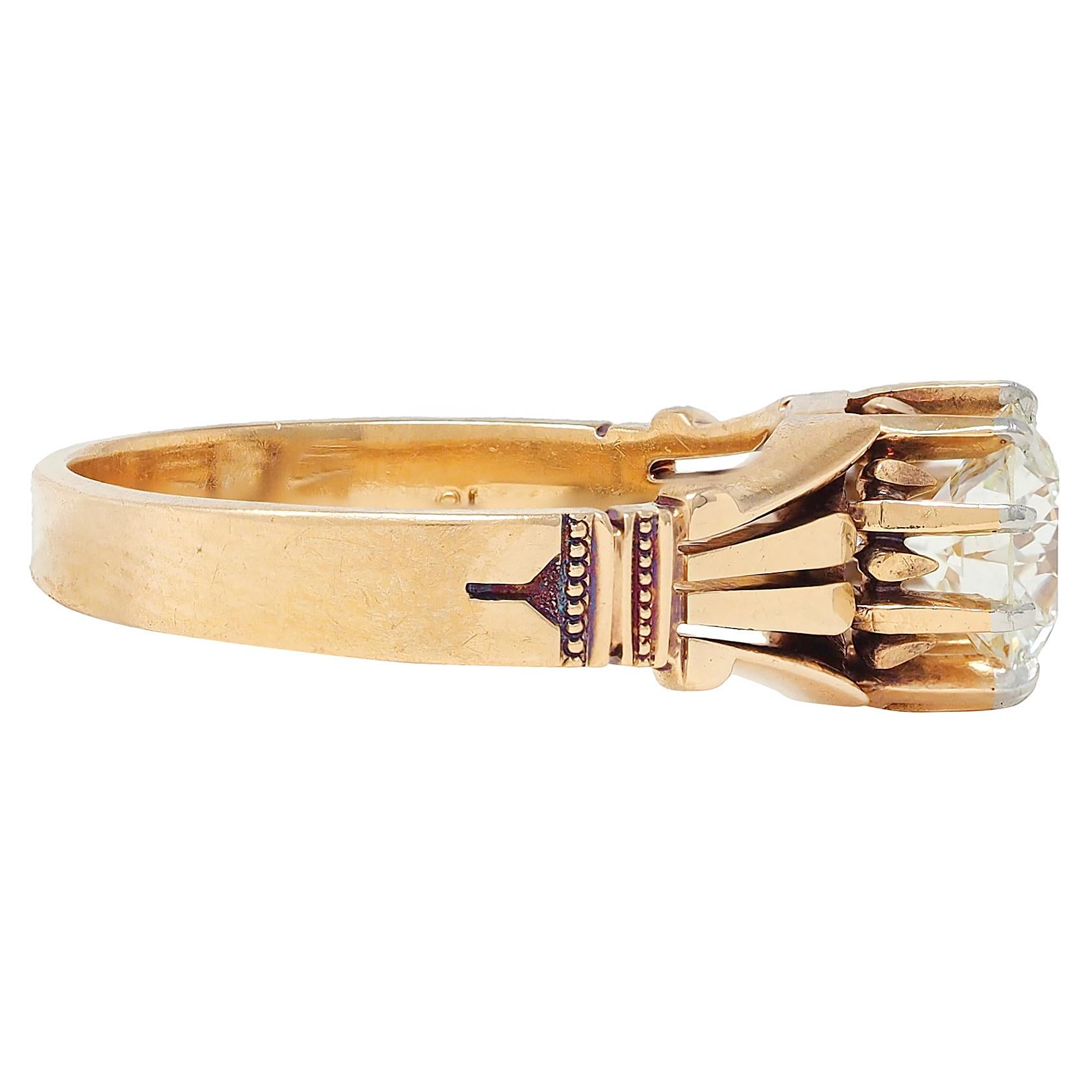 Early Art Deco Old European Diamond Platinum 18K Gold Antique Engagement Ring