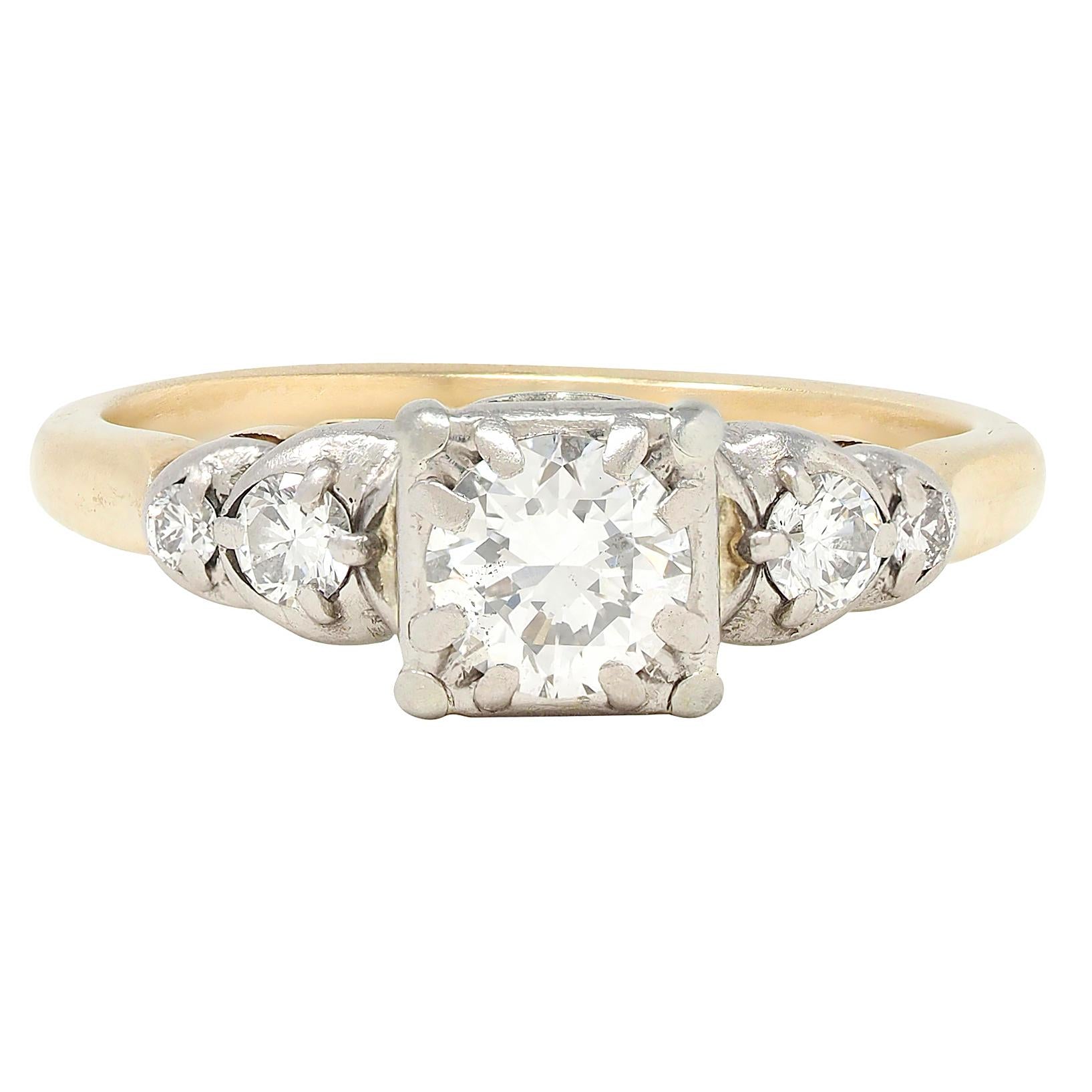 Jabel Retro Diamond 14K Yellow Gold Vintage Stepped Engagement Ring