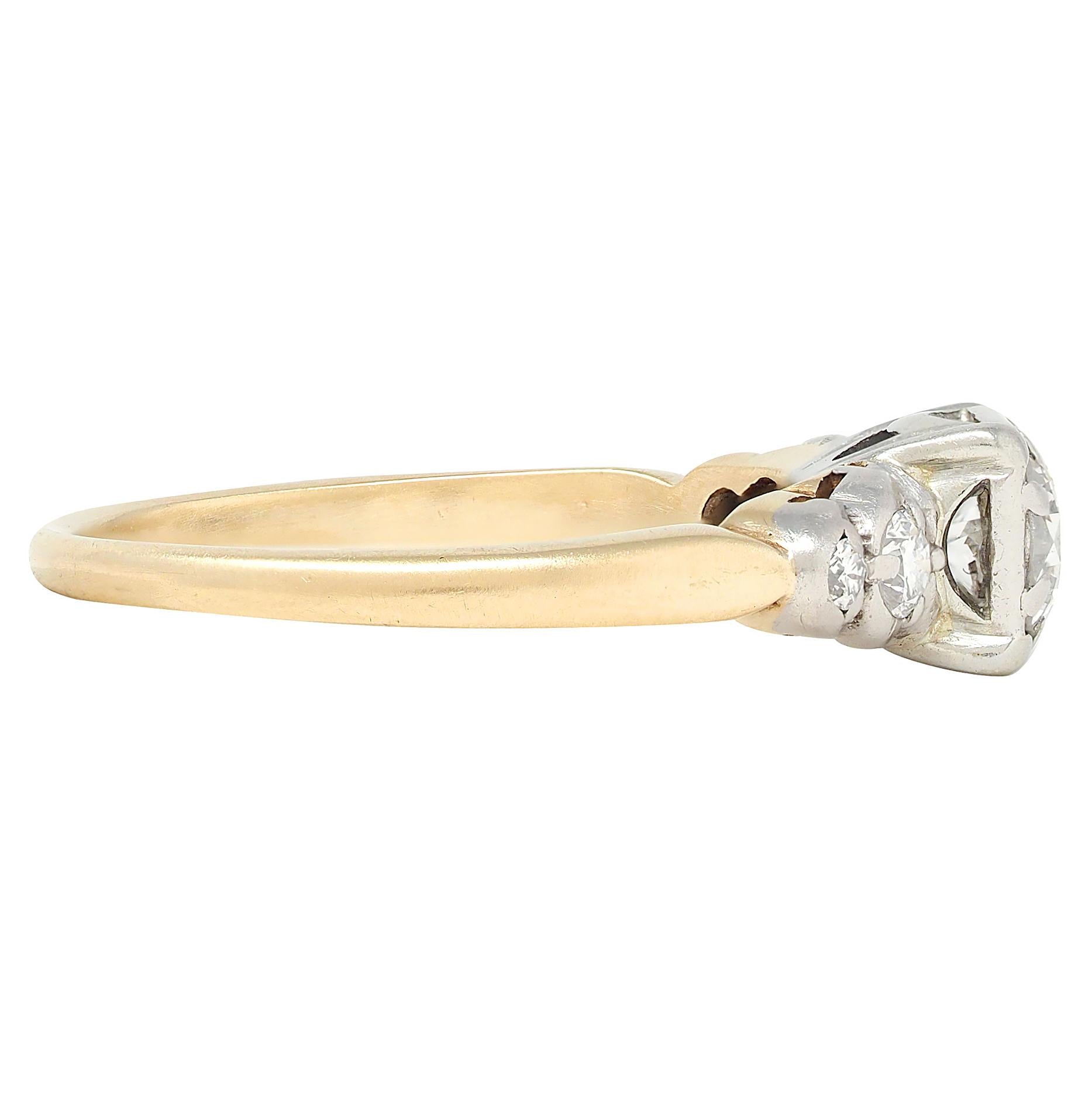 Jabel Retro Diamond 14K Yellow Gold Vintage Stepped Engagement Ring