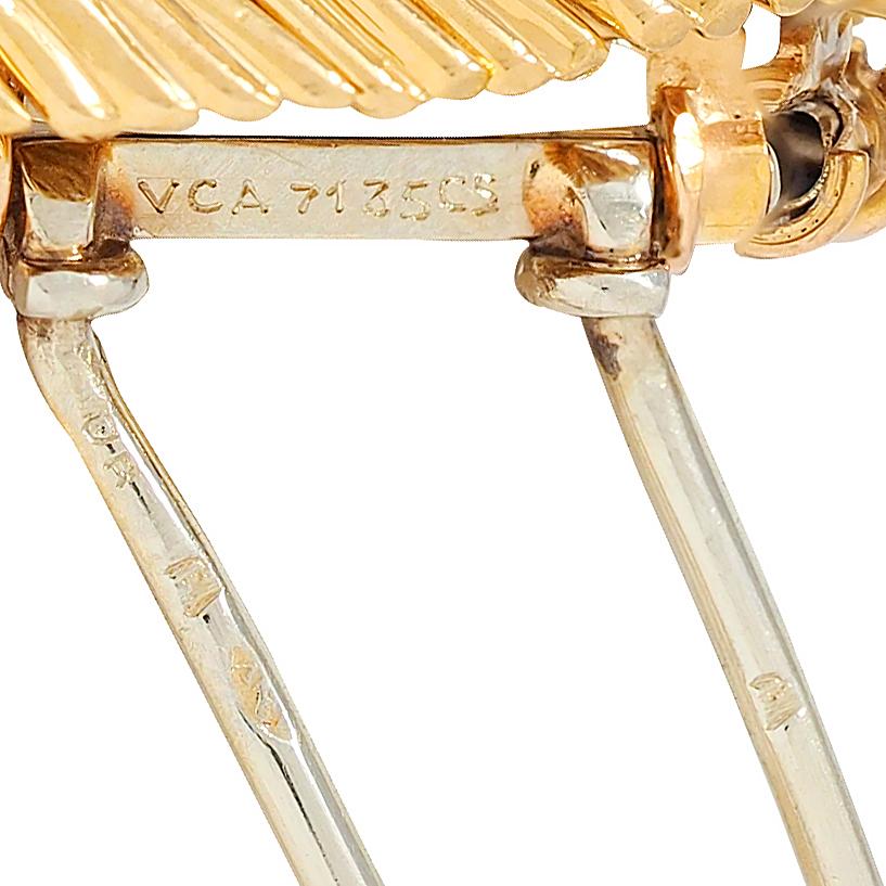 Van Cleef & Arpels French 1950's Diamond Platinum 18K Gold Vintage Leaf Brooch