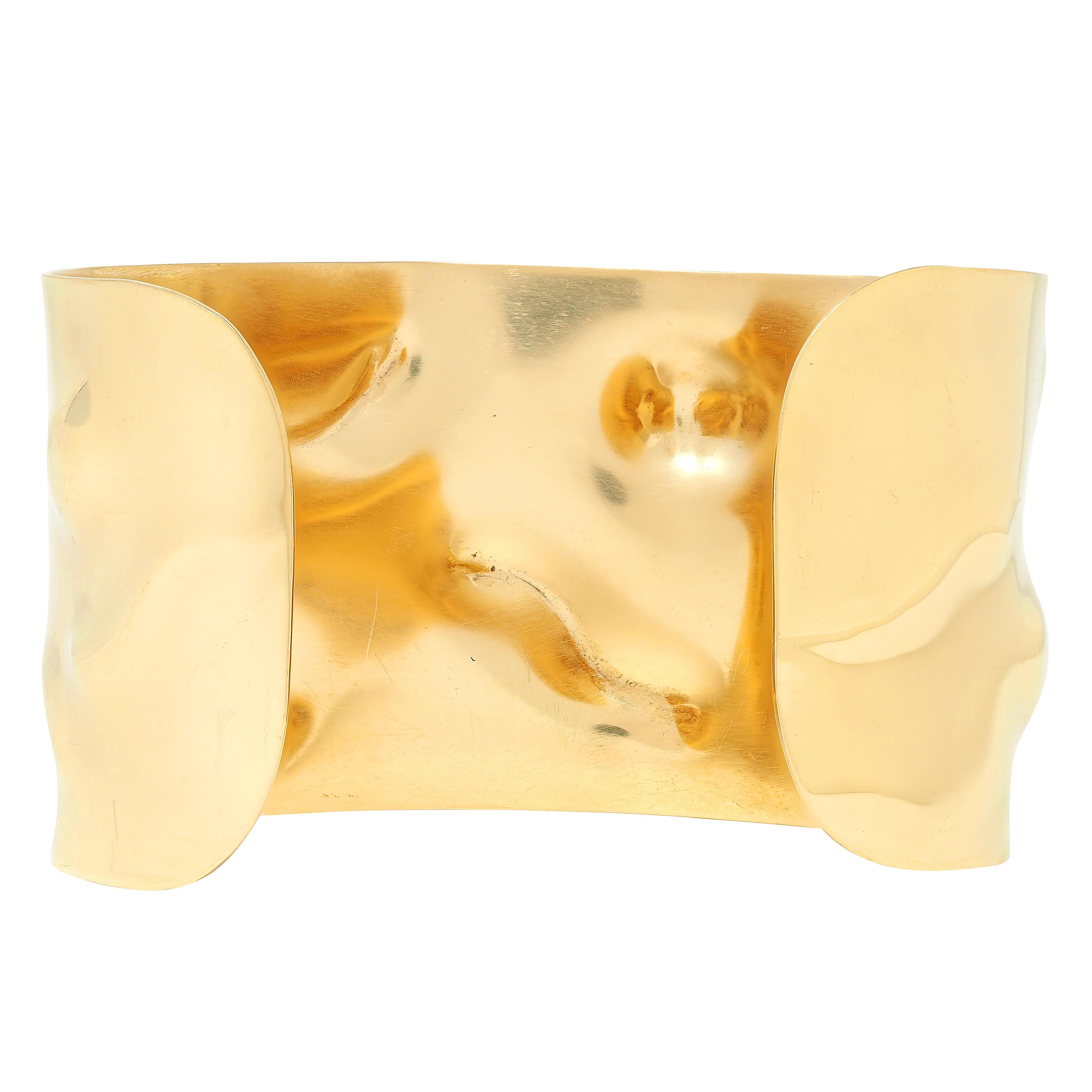 Cartier 1970's 18 Karat Yellow Gold Vintage Organic Textured Cuff Bracelet