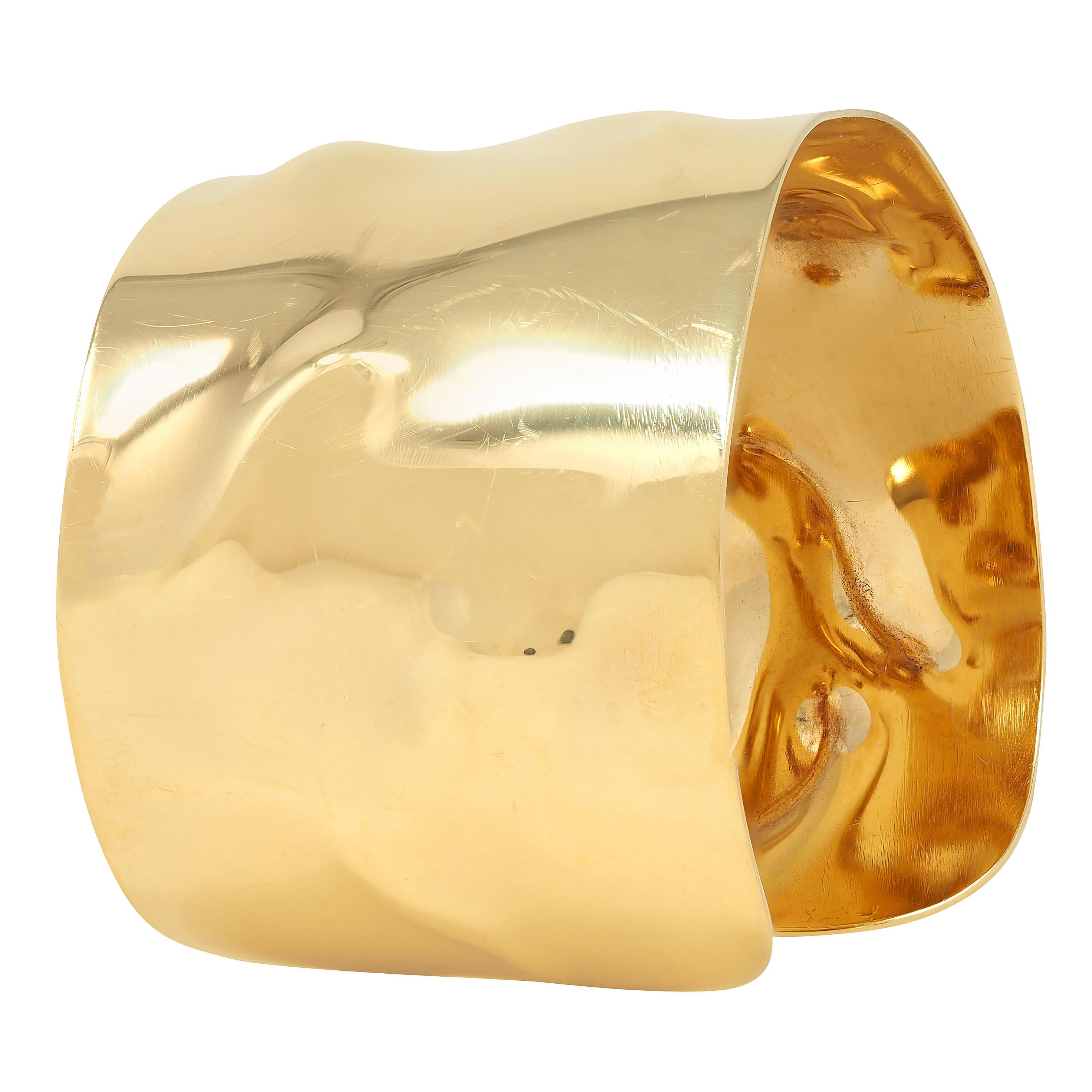 Cartier 1970's 18 Karat Yellow Gold Vintage Organic Textured Cuff Bracelet