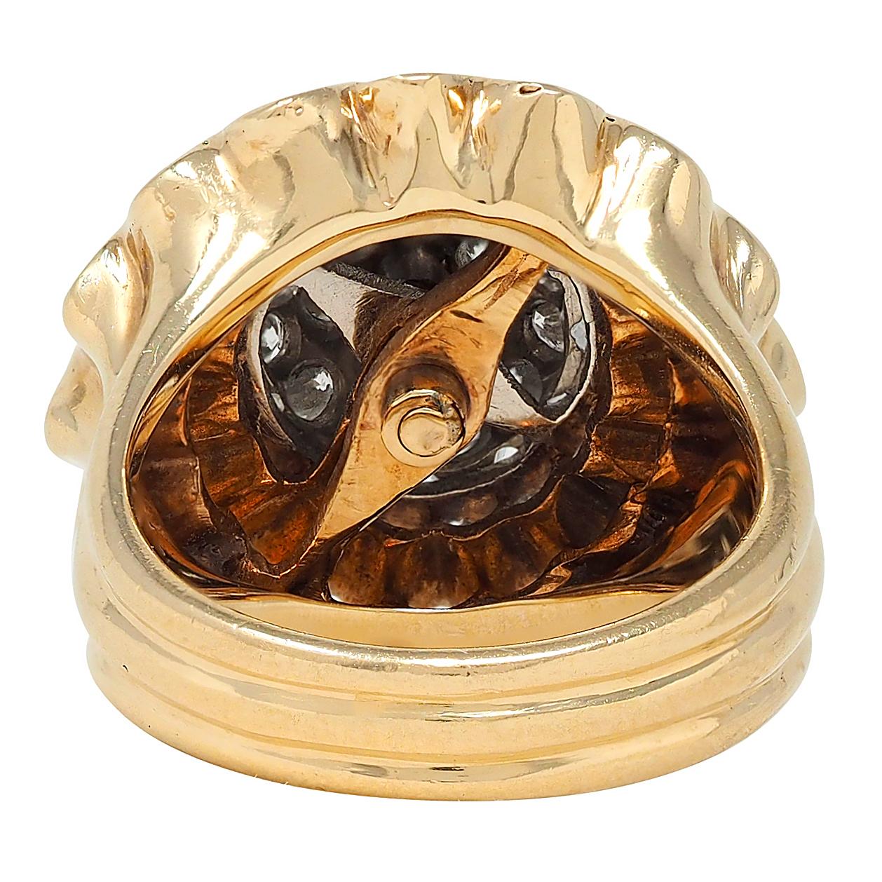 Tiffany & Co. 1950's Diamond Platinum 14K Gold Vintage Chrysanthemum Ring