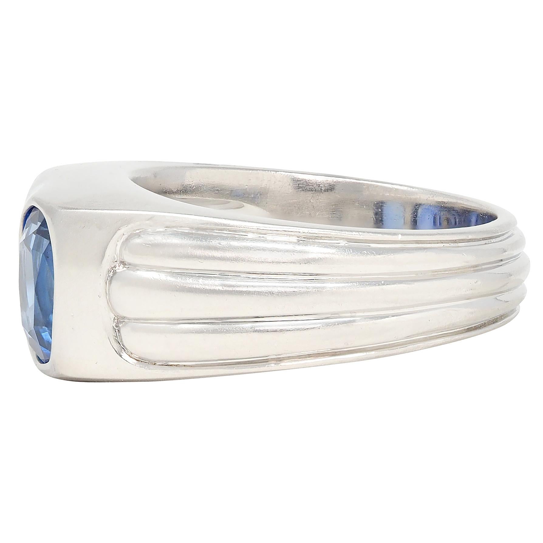 Mid-Century 5.87 CTW No Heat Ceylon Sapphire Platinum Vintage Two Stone Ring AGL