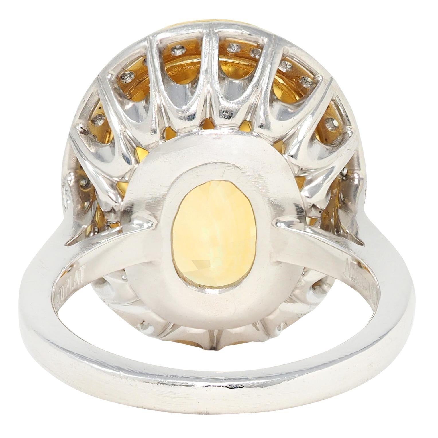 Neiman Marcus 26.40 CTW NH Ceylon Yellow Sapphire Diamond Platinum 18K Gold Ring