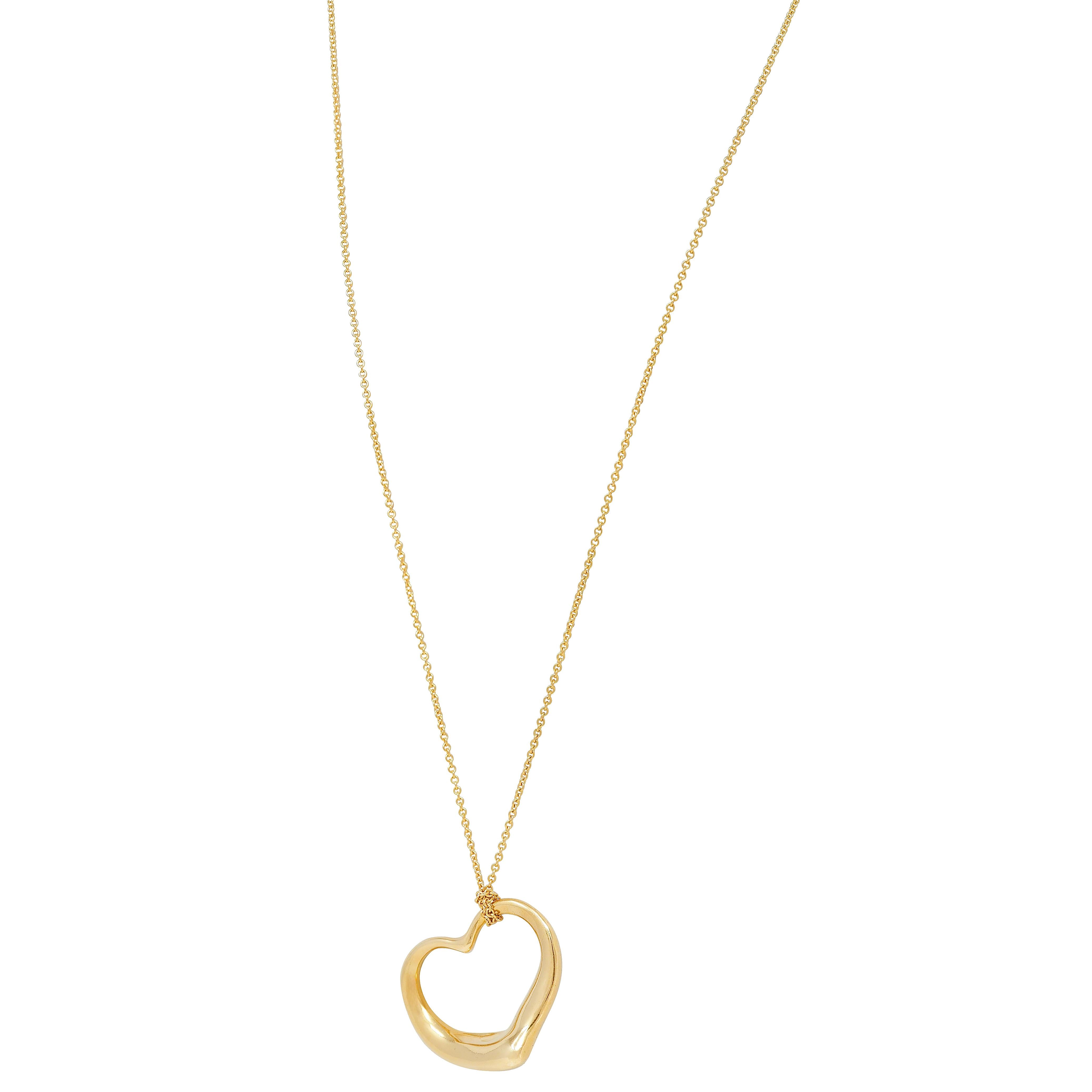 Elsa Peretti Tiffany & Co. 1990's 18K Gold Vintage Open Heart Pendant Necklace