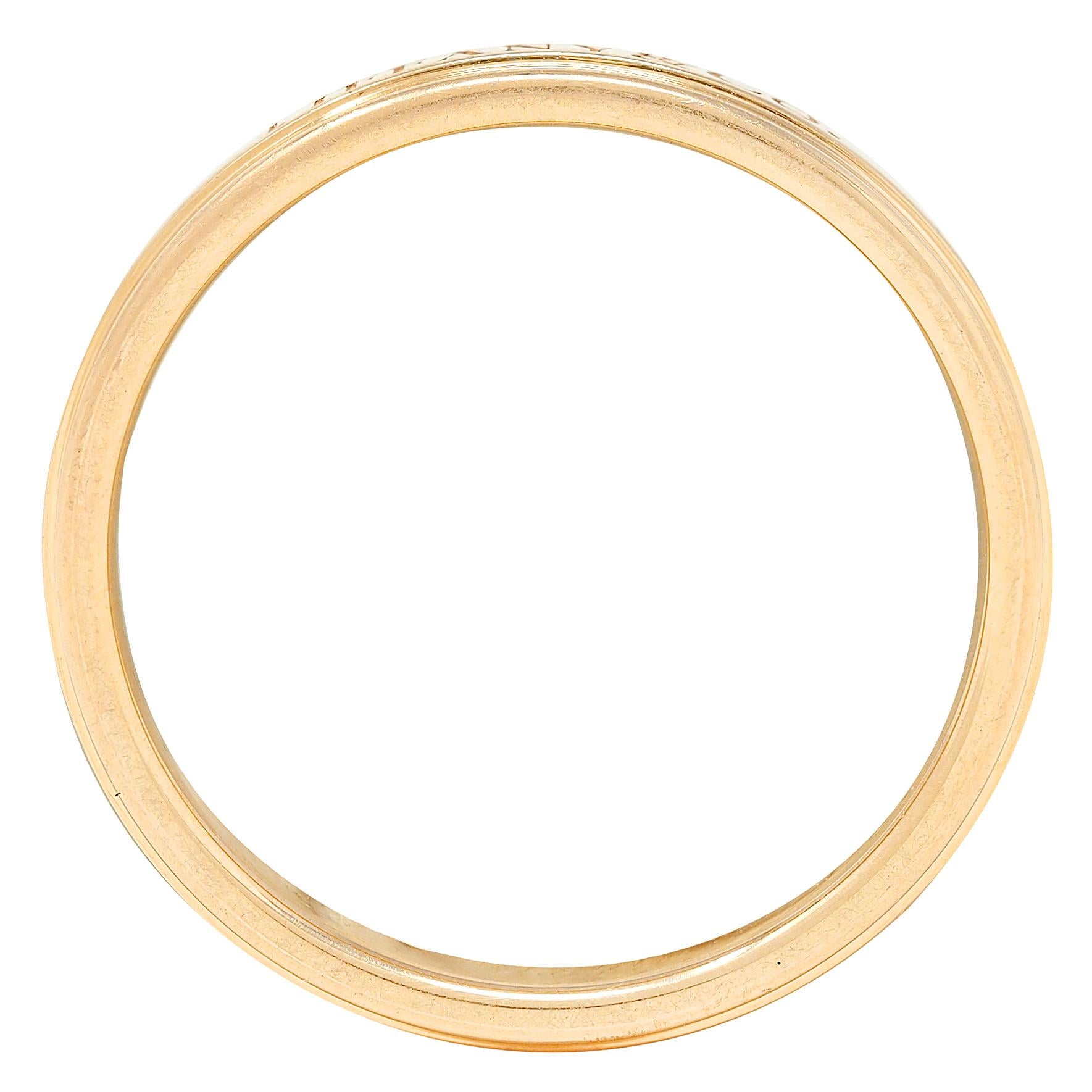 Tiffany & Co. 1990's 18 Karat Yellow Gold Vintage Logo Wedding Band Ring