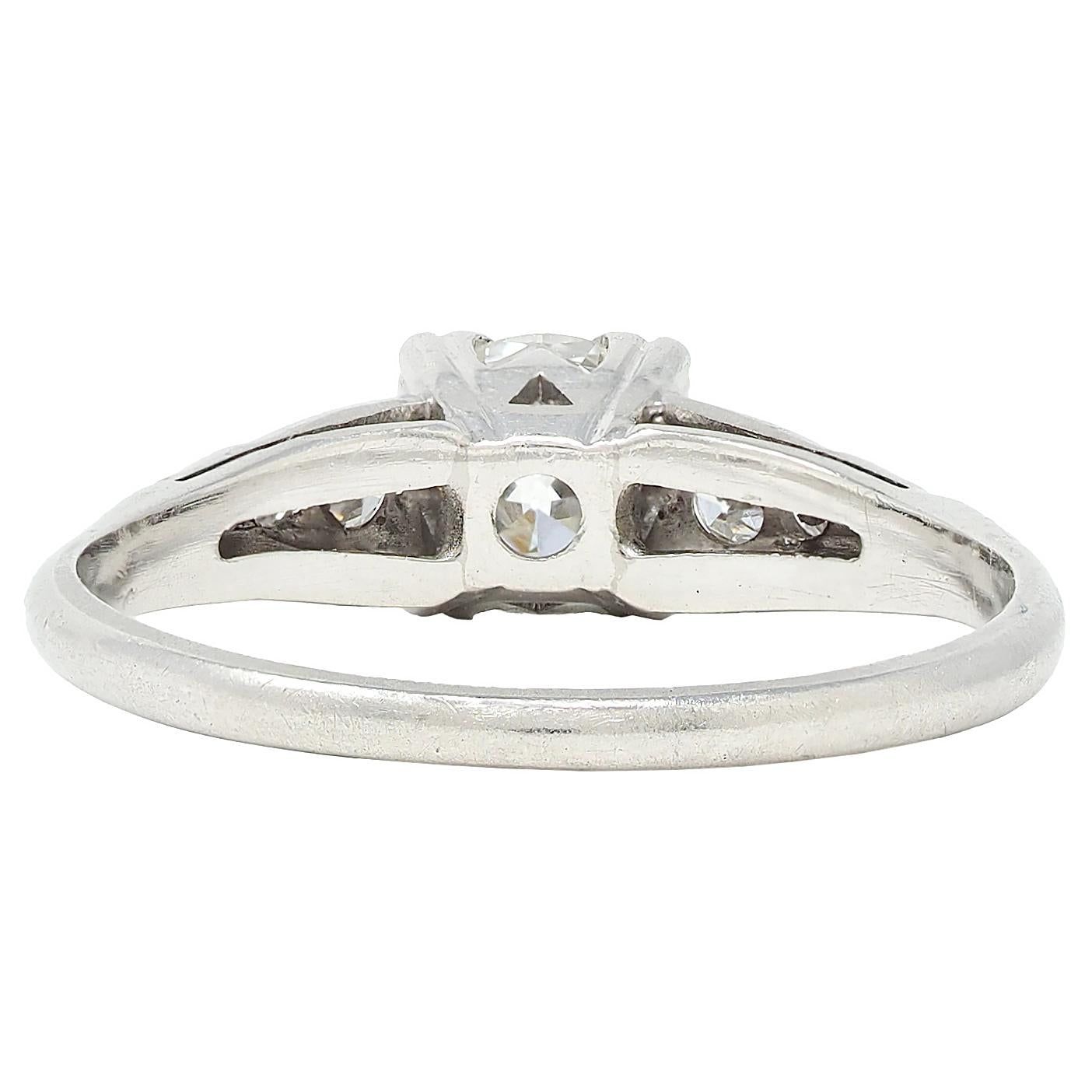 Baskin Bros. Retro Old European Cut Diamond Platinum Vintage Engagement Ring