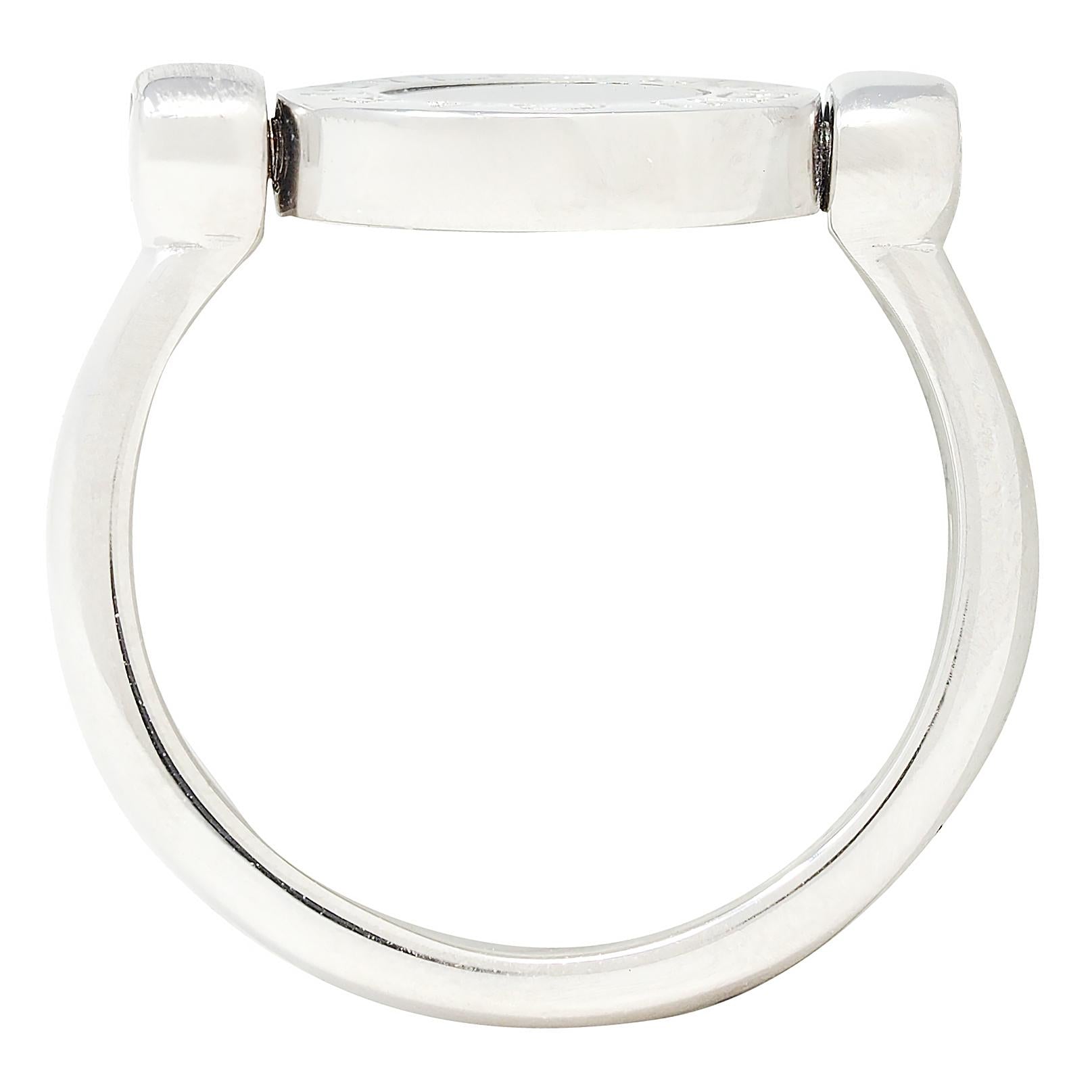 Bulgari Diamond Onyx 18 Karat White Gold Flip Signet Ring