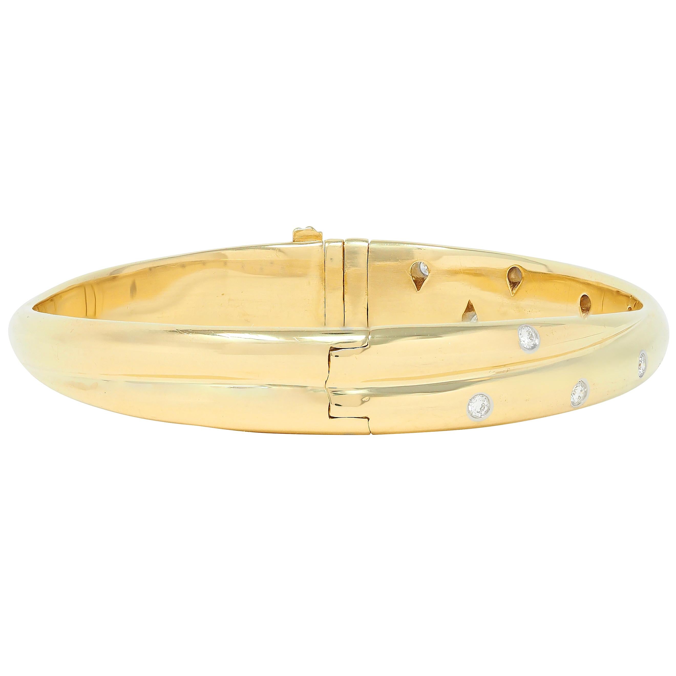 Tiffany & Co. 1990's Diamond 18 Karat Yellow Gold Vintage Etoile Bangle Bracelet