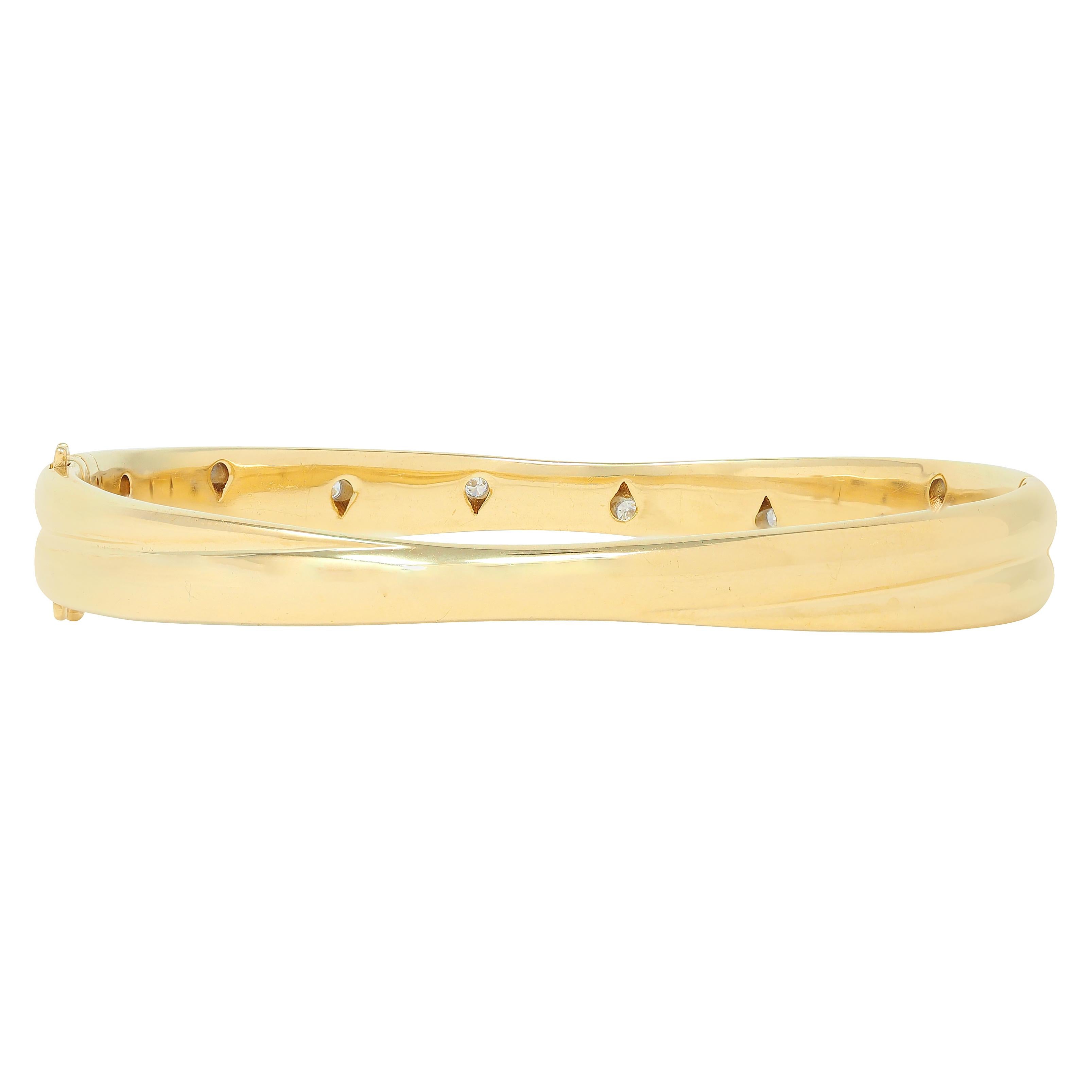 Tiffany & Co. 1990's Diamond 18 Karat Yellow Gold Vintage Etoile Bangle Bracelet