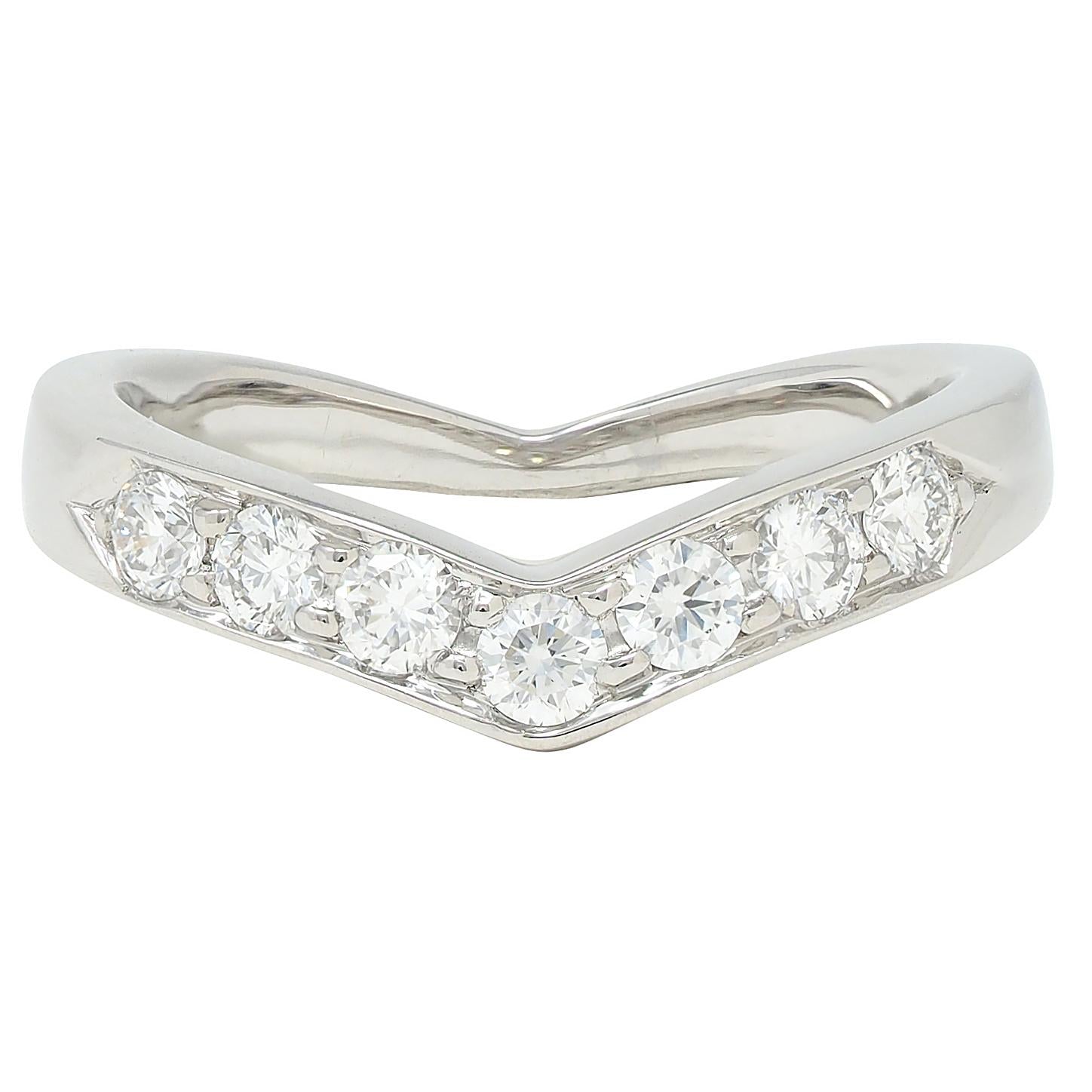 Tiffany & Co. Contemporary Diamond Platinum Chevron V Band Ring