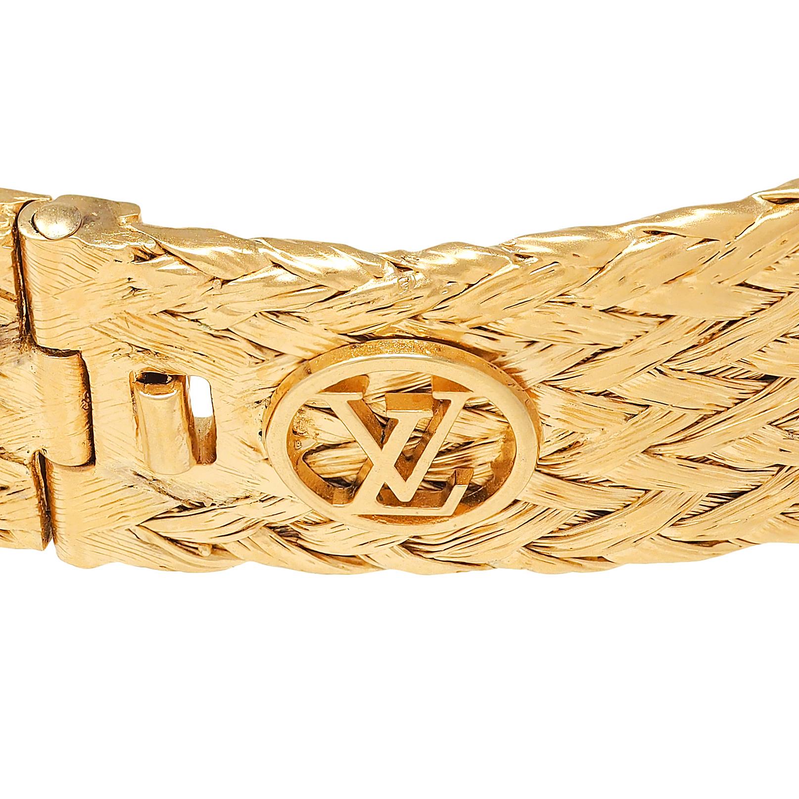 Louis Vuitton French 2017 Runway Brass Woven Knot Open Collar Necklace