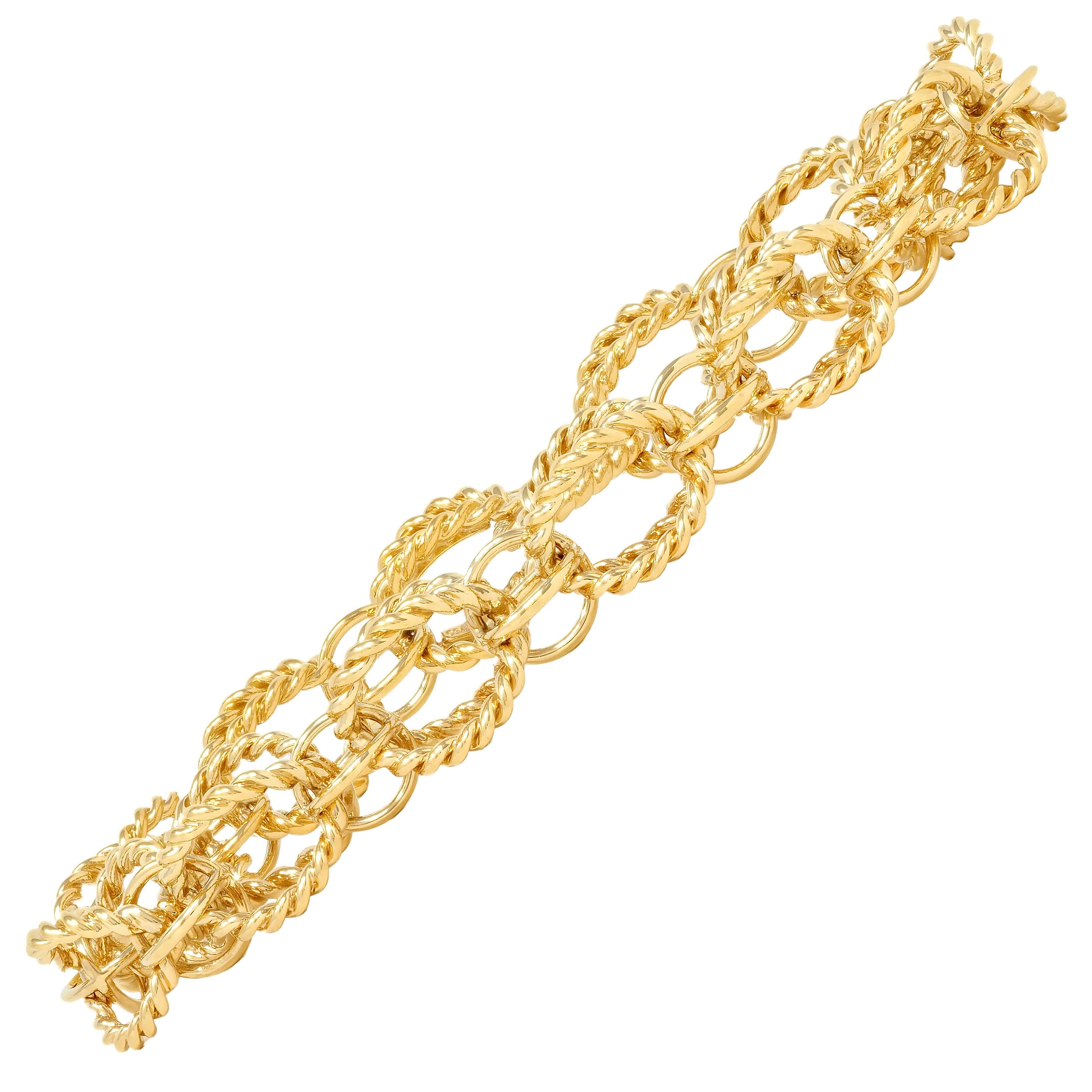 Tiffany & Co. 1960's 18K Gold Twisted Rope Sphere Link Vintage Bracelet
