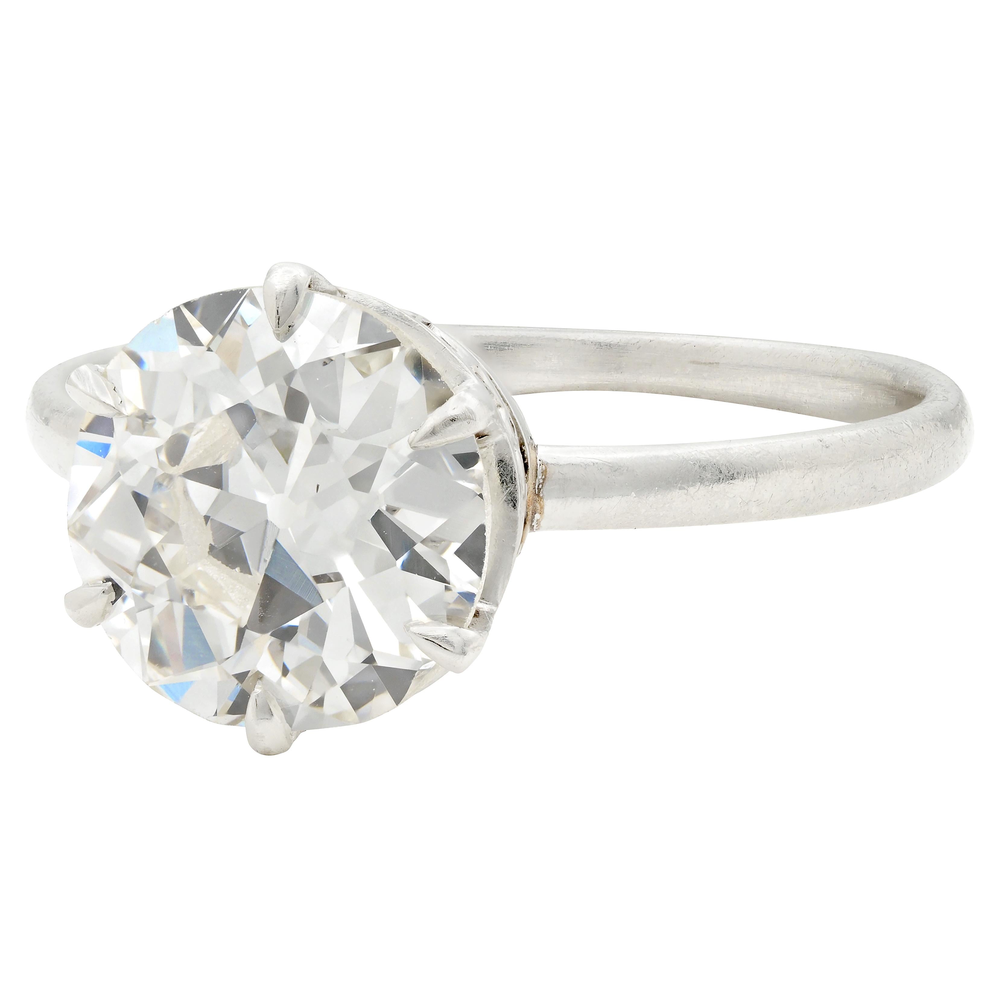 Art Deco 2.29 CTW Diamond Platinum Vintage Solitaire Engagement Ring GIA