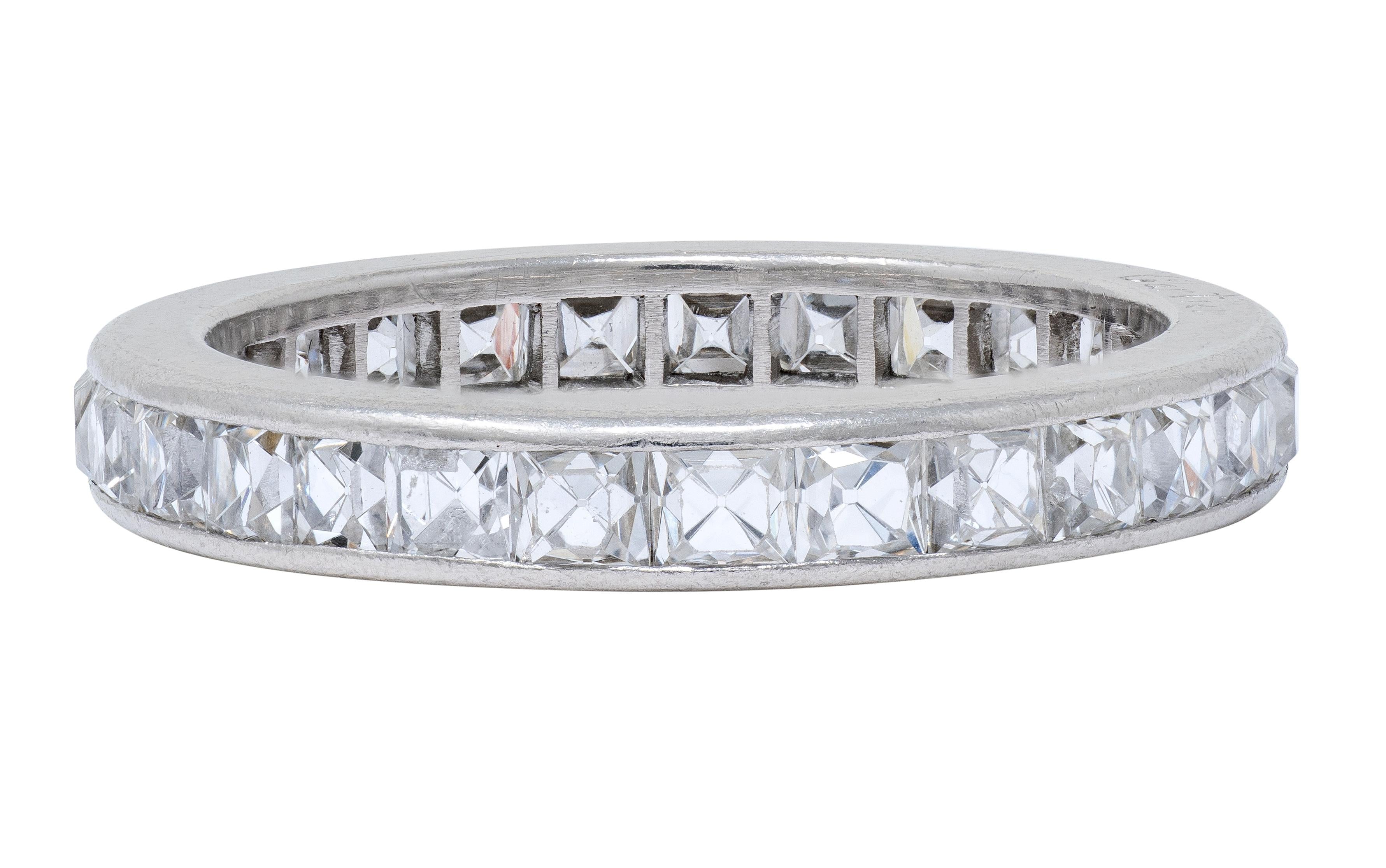 Cartier Art Deco 2.80 CTW French Cut Diamond Platinum Vintage Eternity Band Ring
