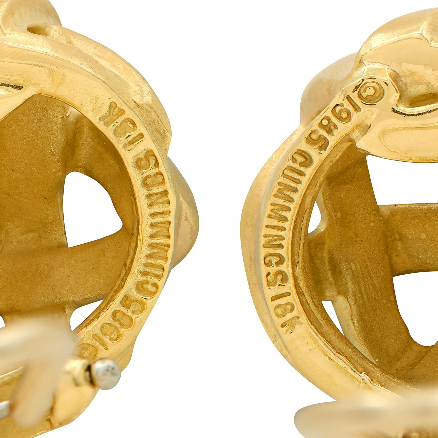 Angela Cummings 1986 18 Karat Yellow Gold Woven Vintage Ear-Clip Earrings