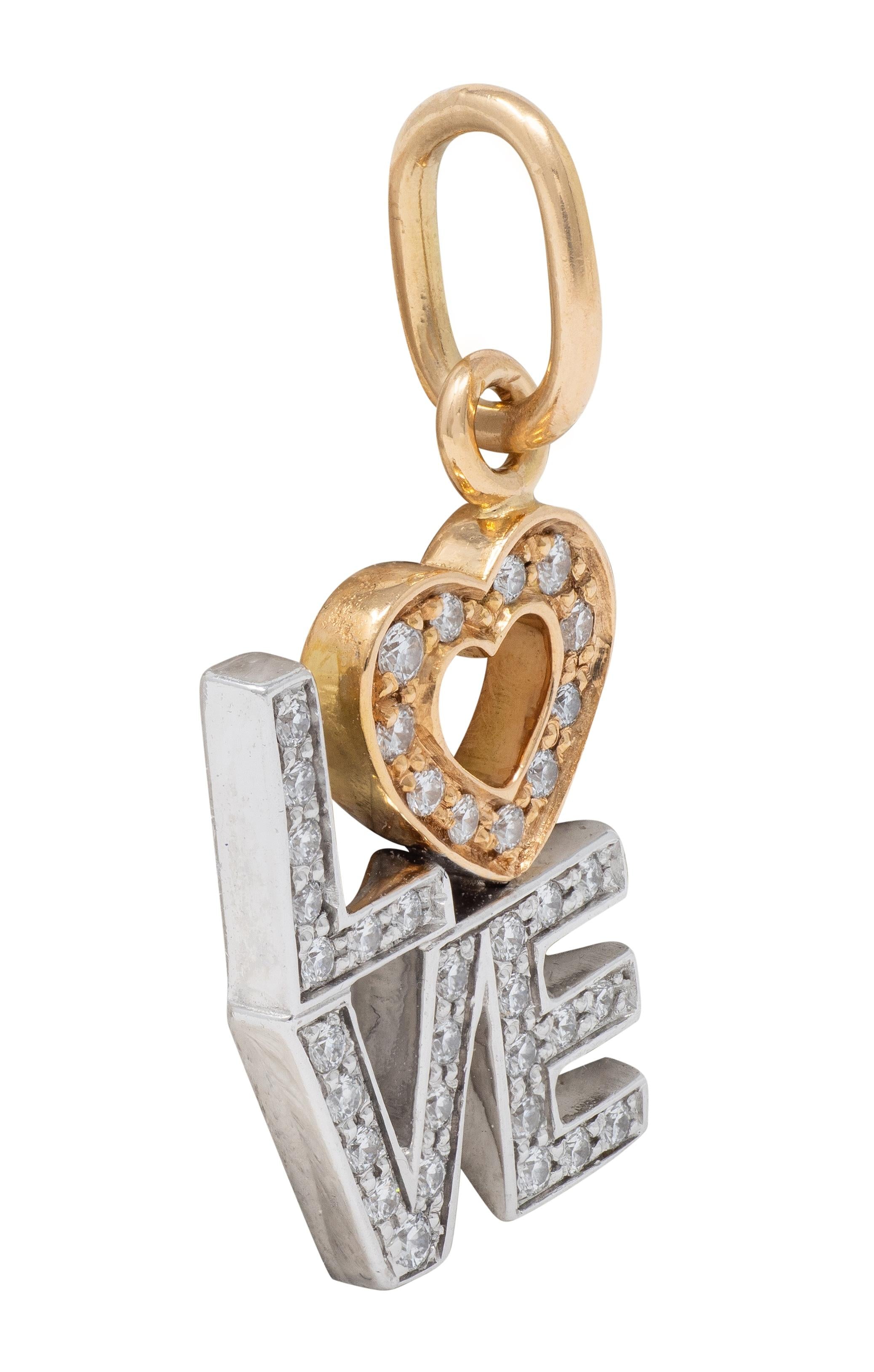 Tiffany & Co. 2000's Diamond 18 Karat Two-Tone Gold Love Charm