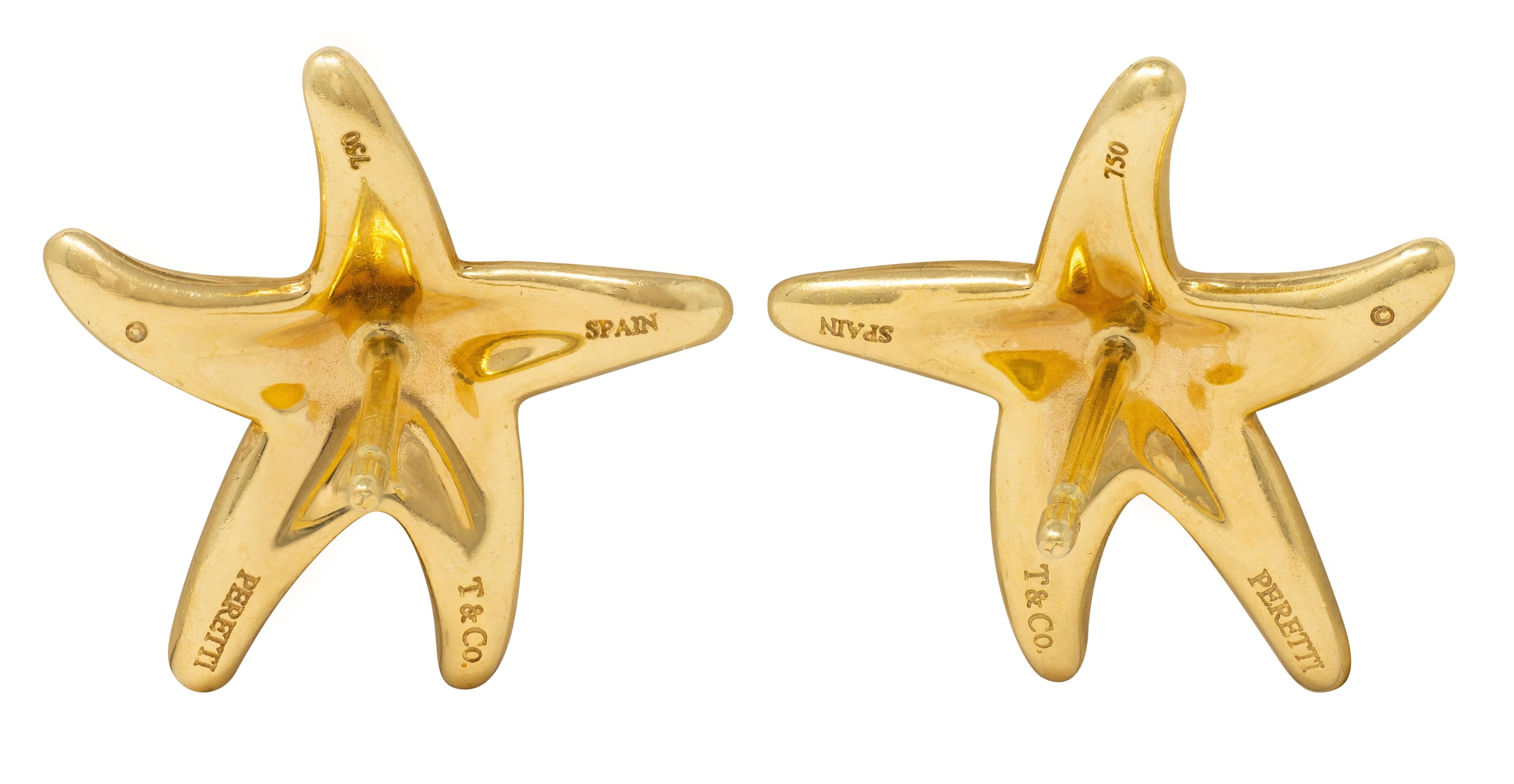 Elsa Peretti Tiffany & Co. 1990's 18 Karat Yellow Gold Vintage Starfish Earrings