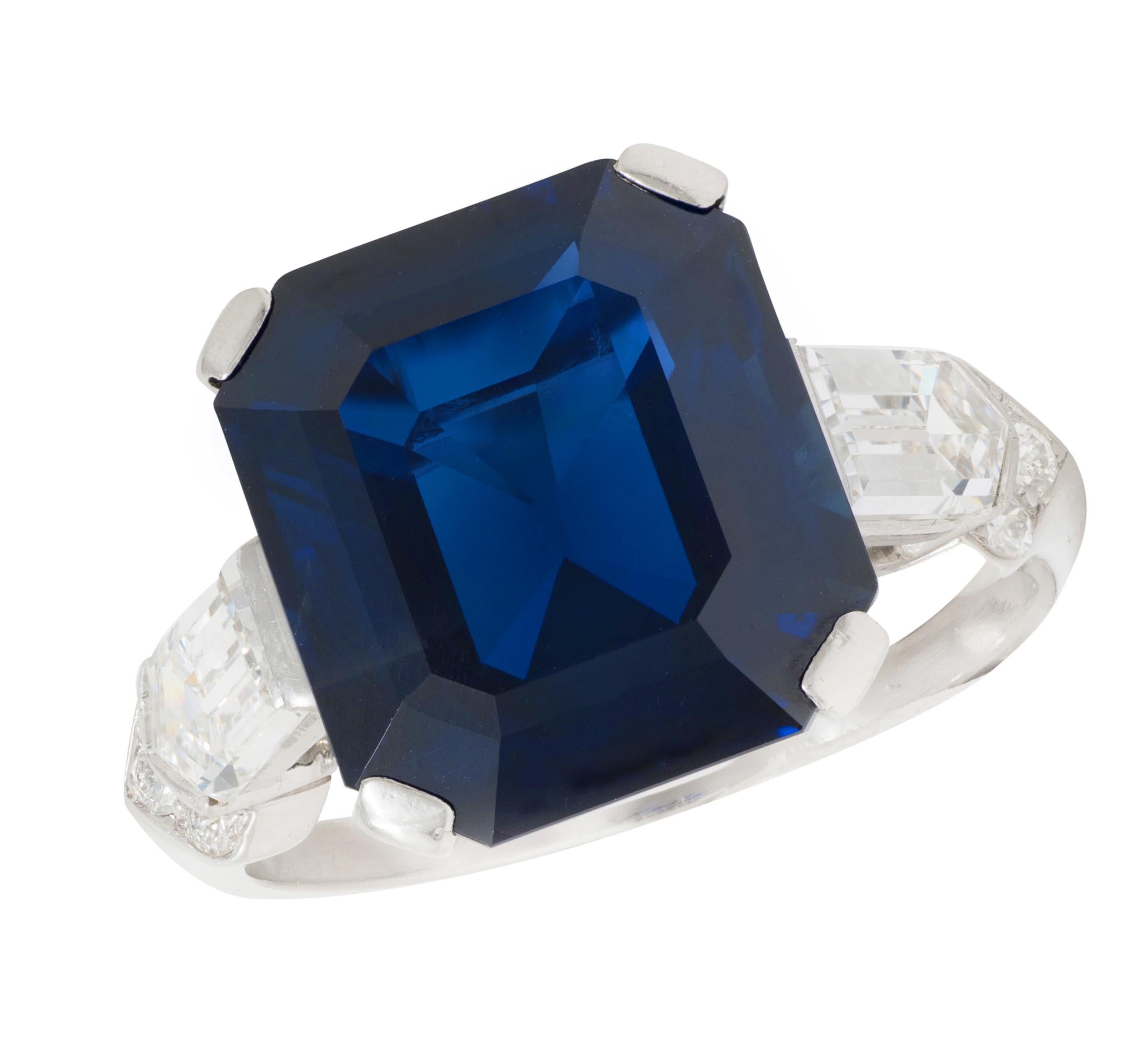 Mid-Century 9.28 CTW No Heat Sapphire Diamond Vintage Cocktail Ring AGL