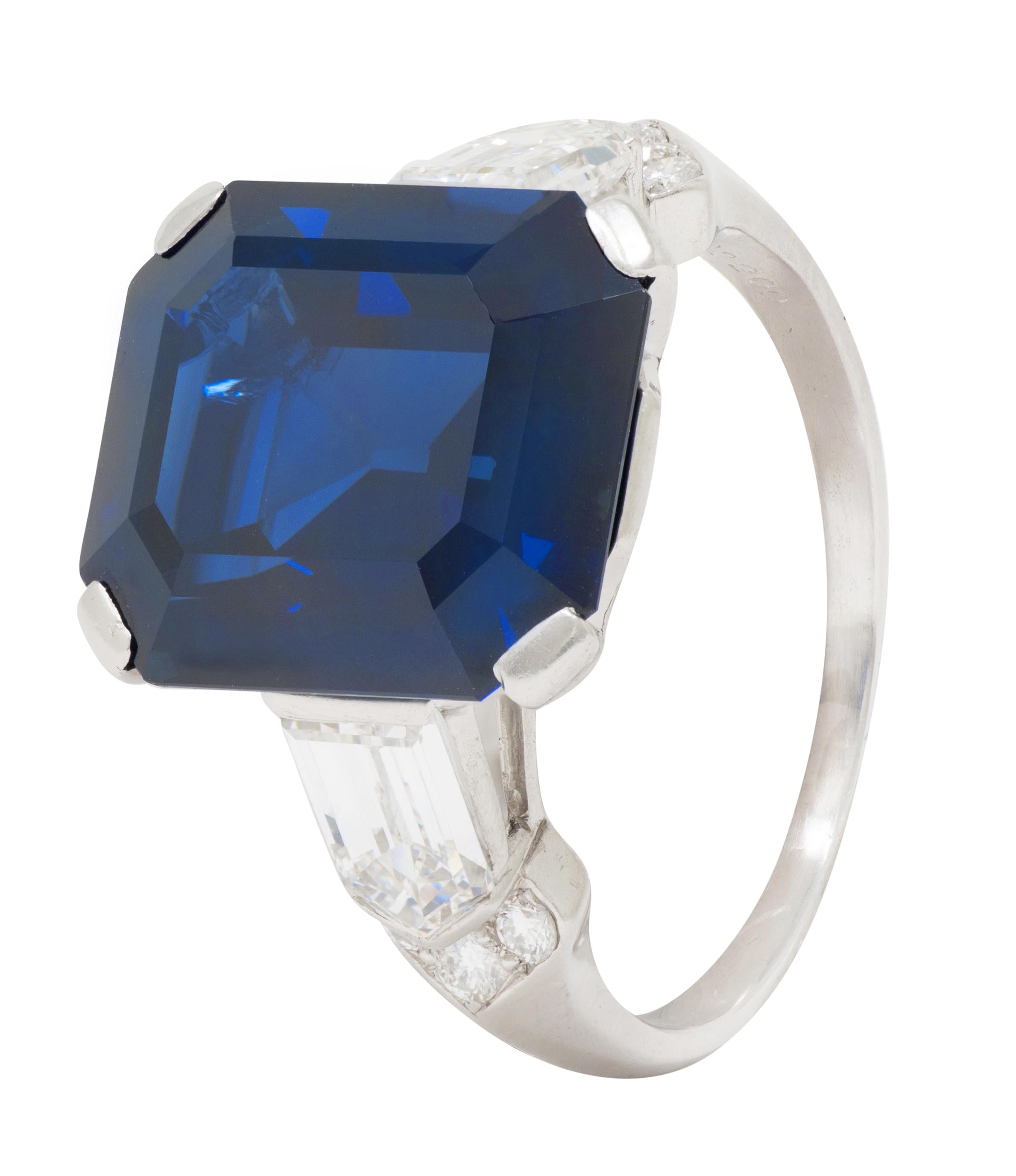 Mid-Century 9.28 CTW No Heat Sapphire Diamond Vintage Cocktail Ring AGL