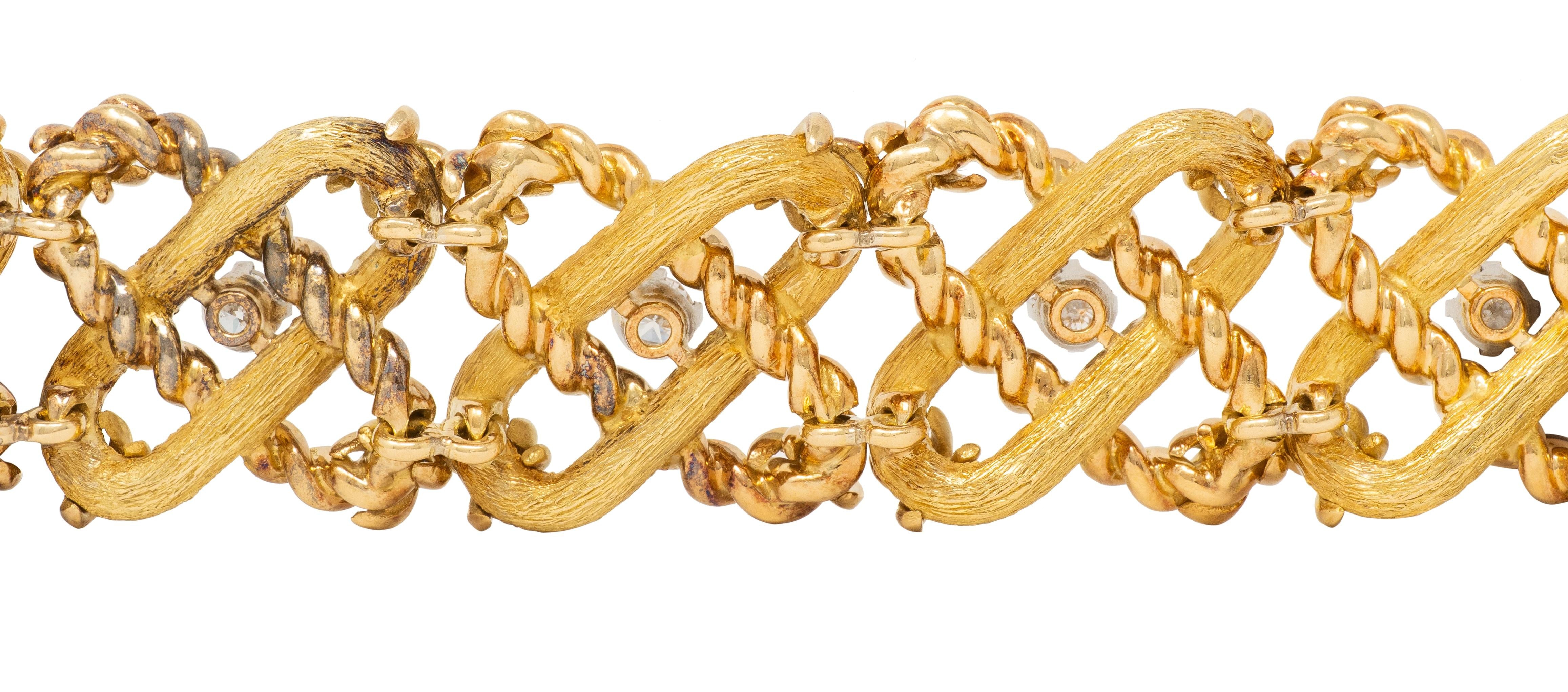 Jean Schlumberger Tiffany & Co. French 1960's Diamond 18K Gold Vintage Bracelet