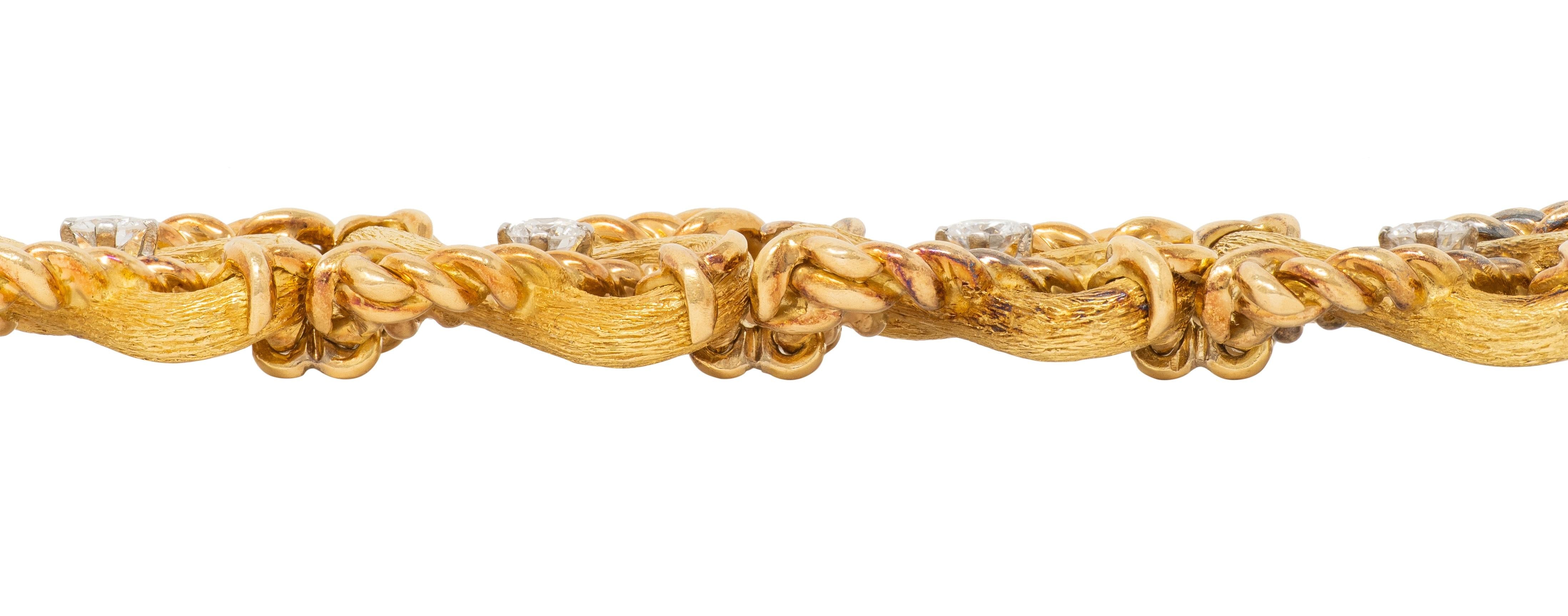 Jean Schlumberger Tiffany & Co. French 1960's Diamond 18K Gold Vintage Bracelet