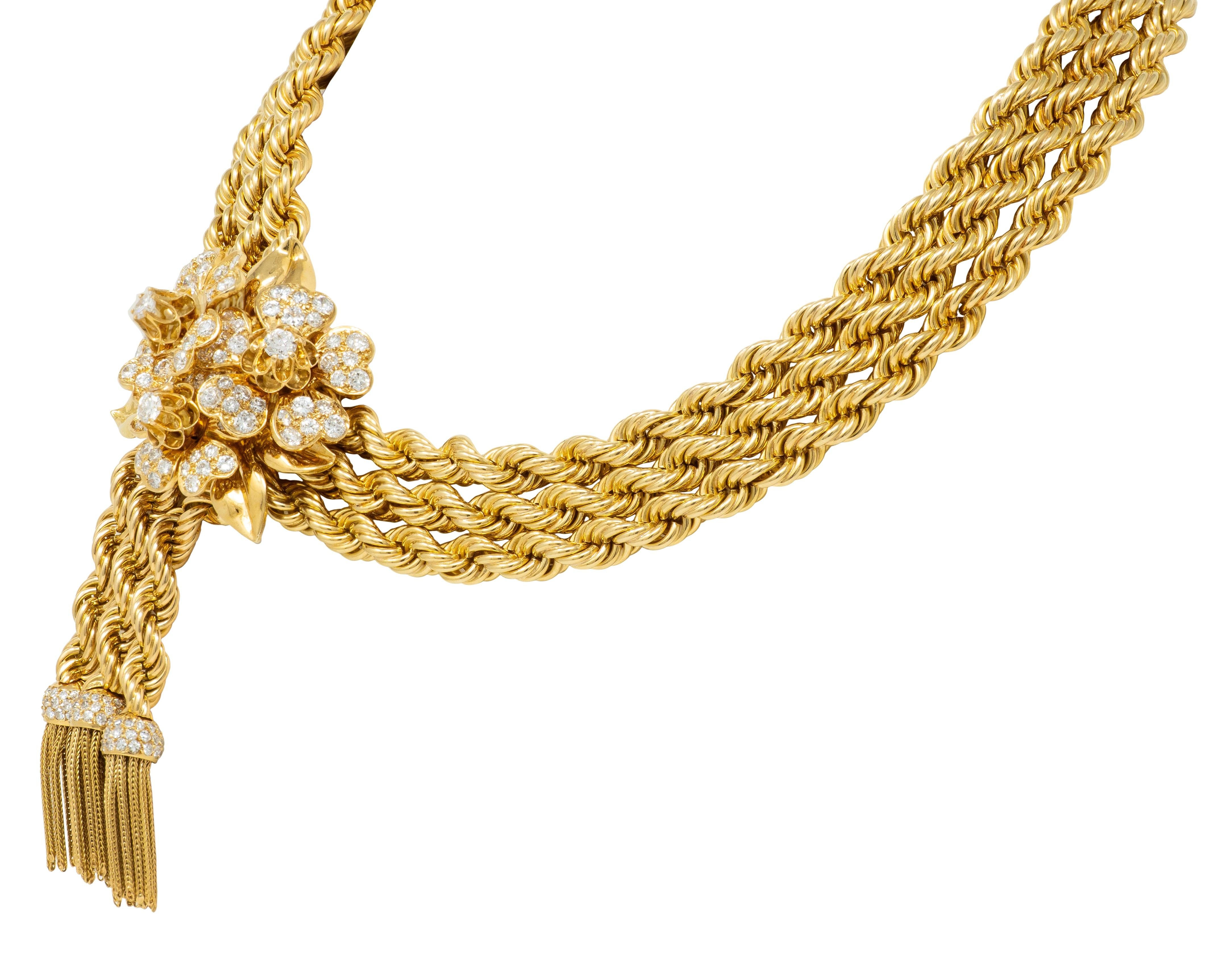 Van Cleef & Arpels 1949 French Diamond 18K Gold Vintage Brooch Necklace