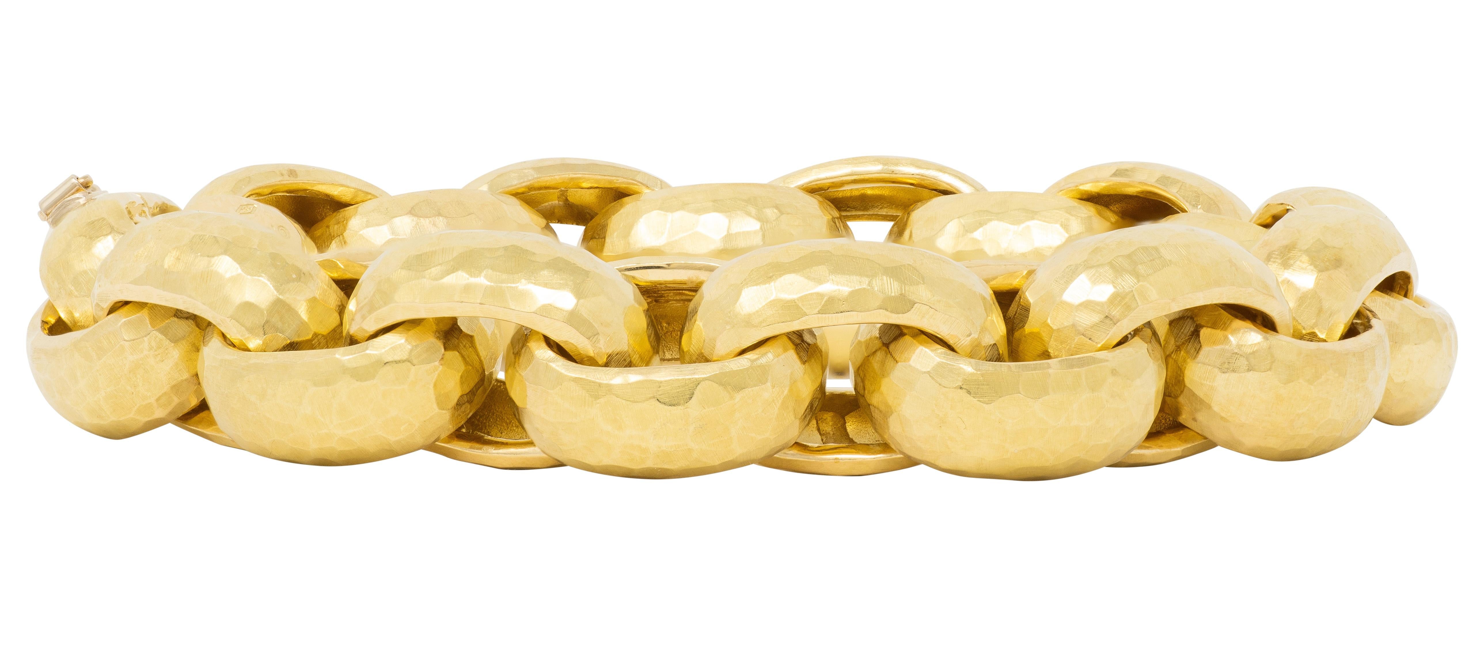 Paloma Picasso Tiffany & Co. 1980's Vintage 18K Gold Hammered Link Bracelet