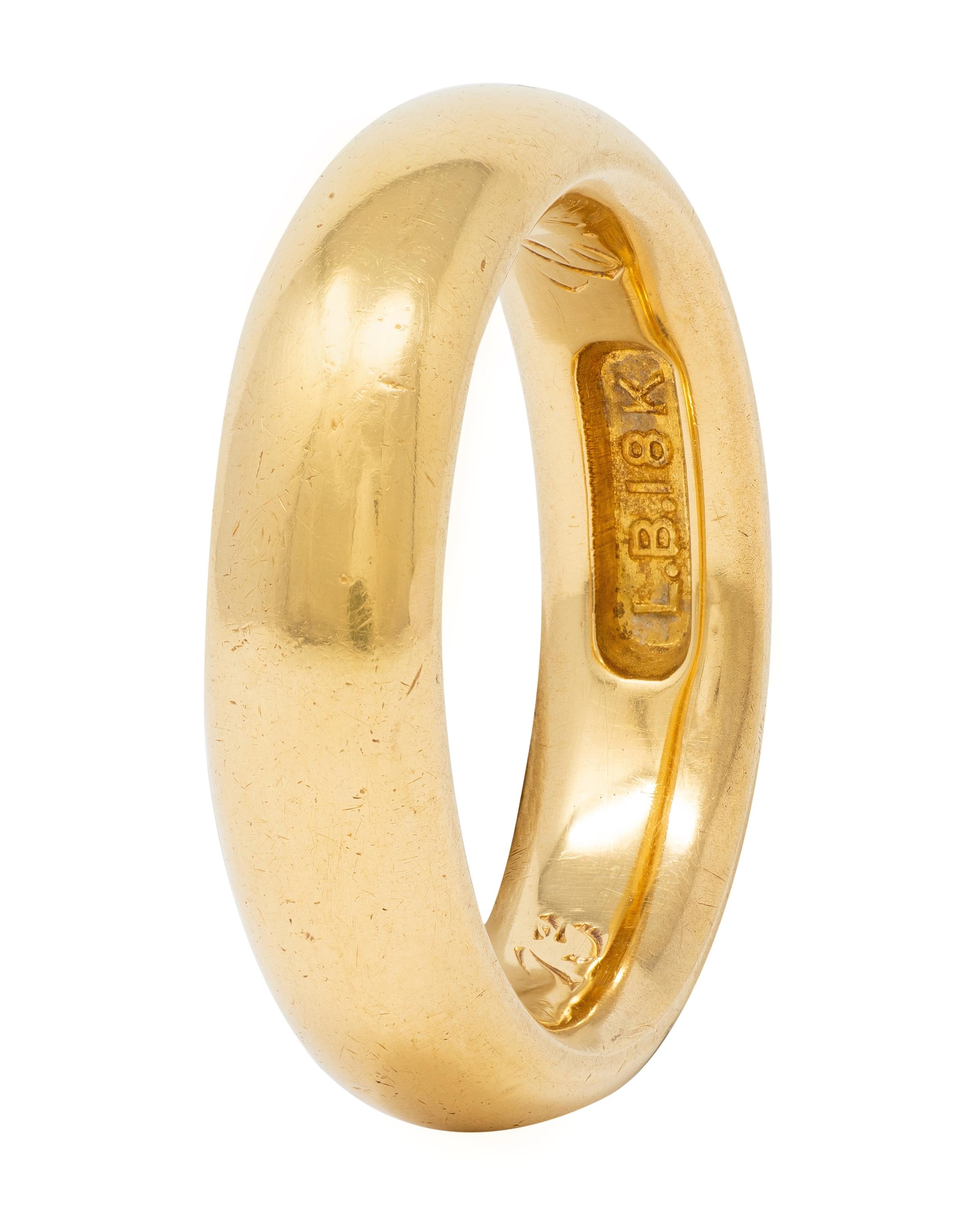 1873 18 Karat Yellow Gold Vintage Wide Wedding Band Ring