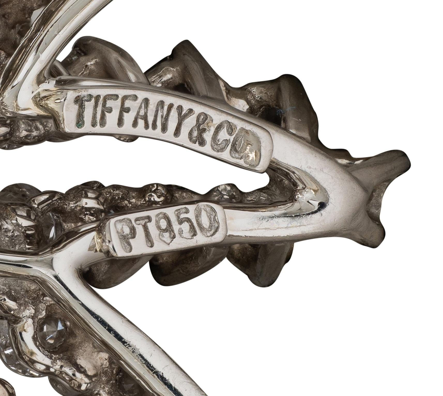 Tiffany & Co. 1993 Akoya Pearl Diamond Platinum Vintage Fireworks Earrings